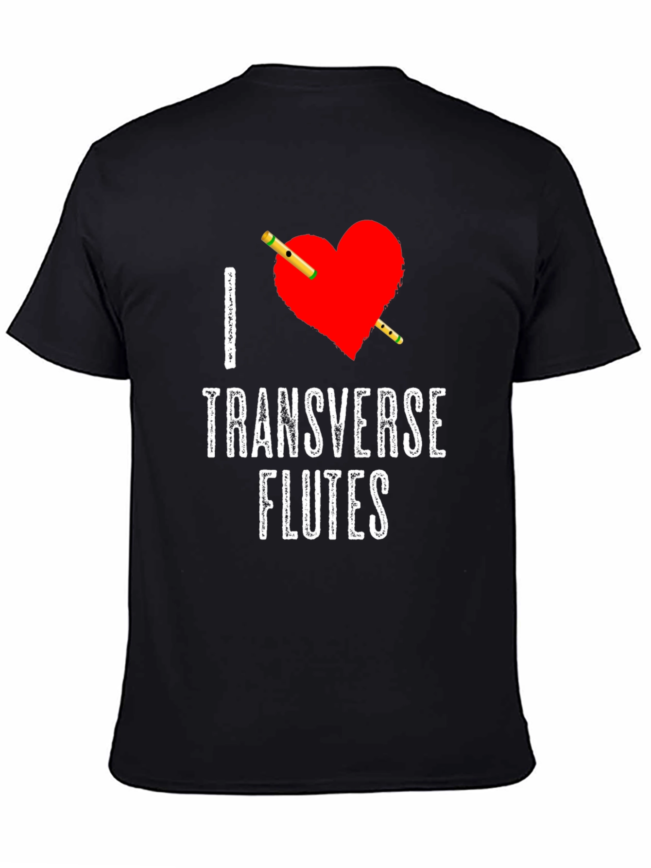 I Heart Transverse Flutes Black T-Shirt