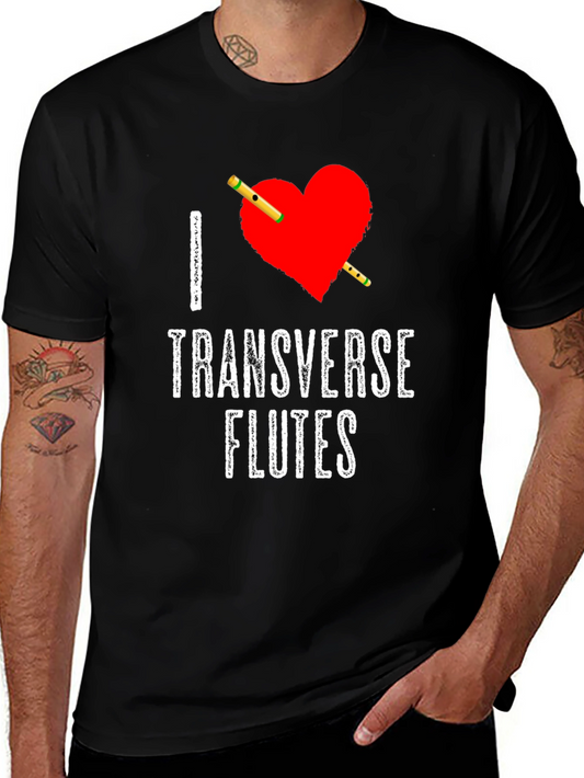 I Heart Transverse Flutes Black T-Shirt