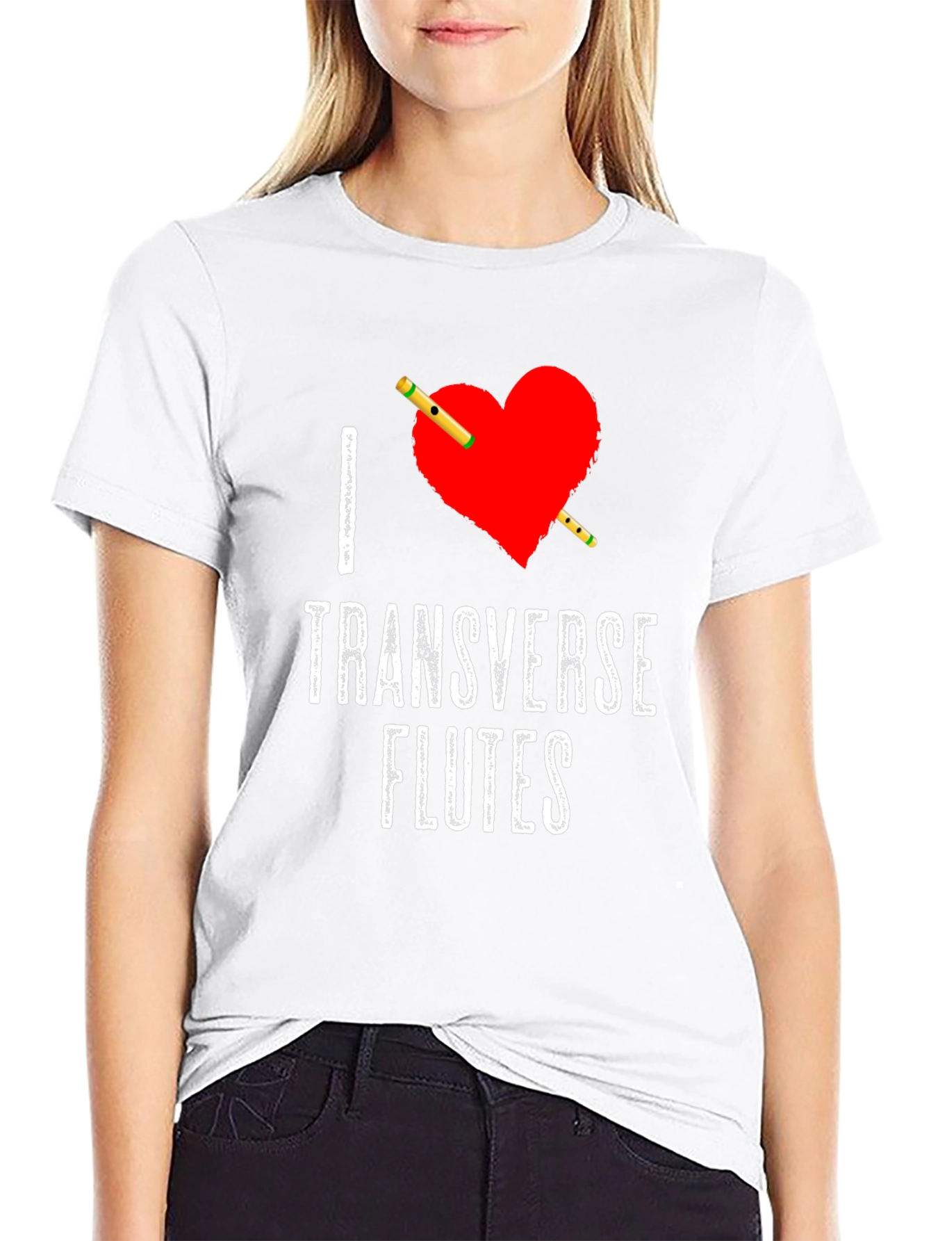 I Heart Transverse Flutes Black T-Shirt