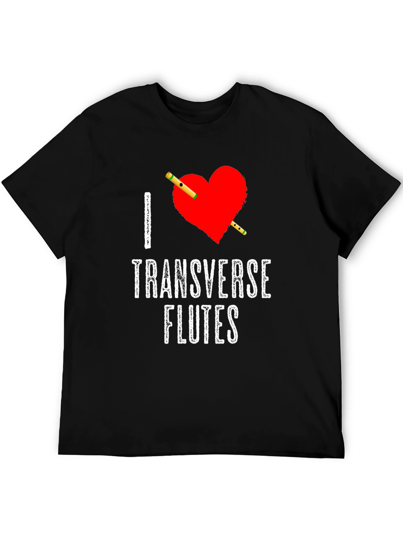 I Heart Transverse Flutes Black T-Shirt