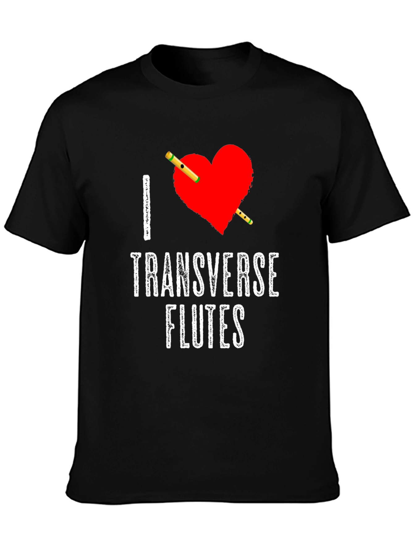 I Heart Transverse Flutes Black T-Shirt