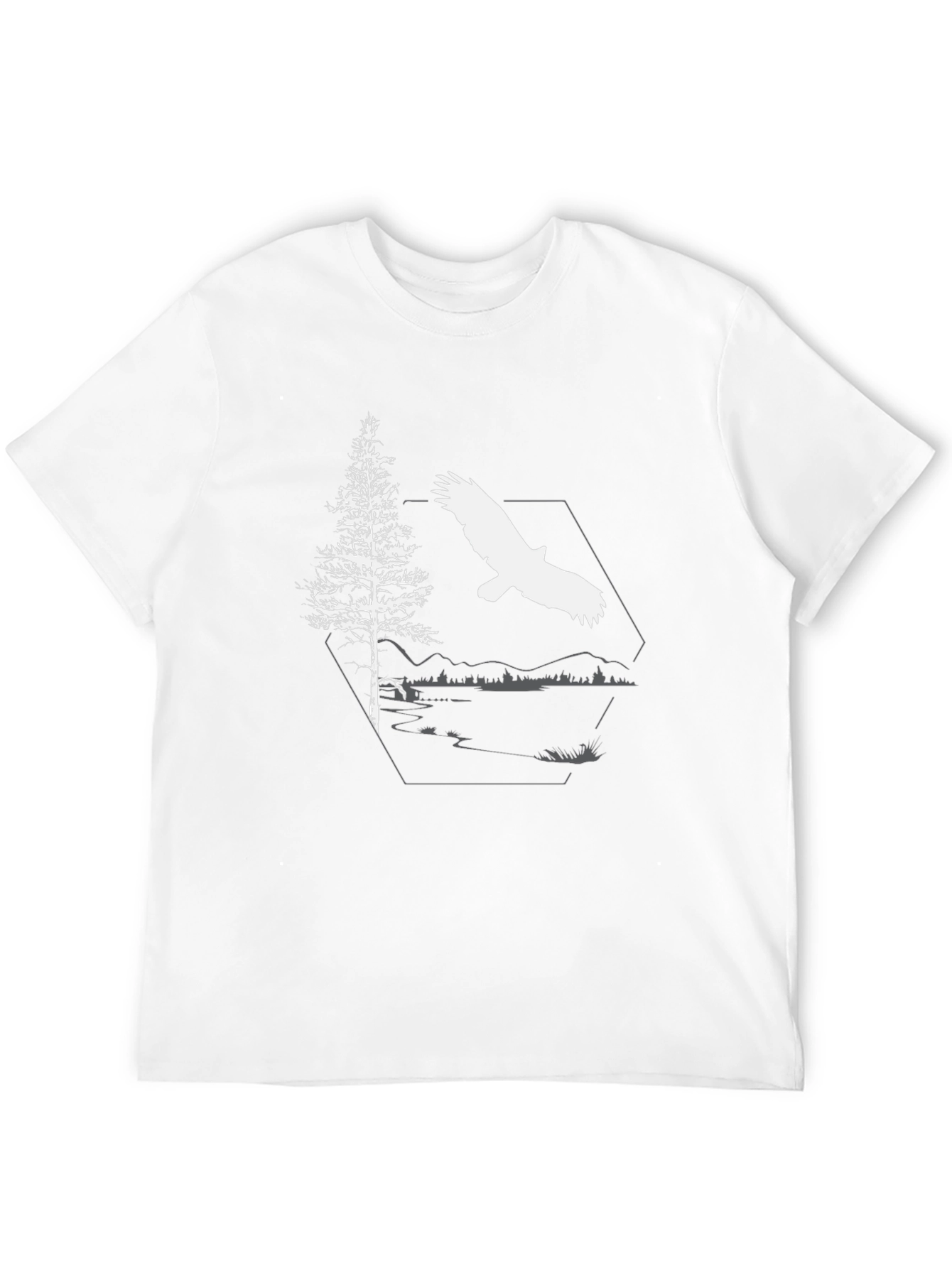 Eagle & Pine Tree Graphic Black T-Shirt