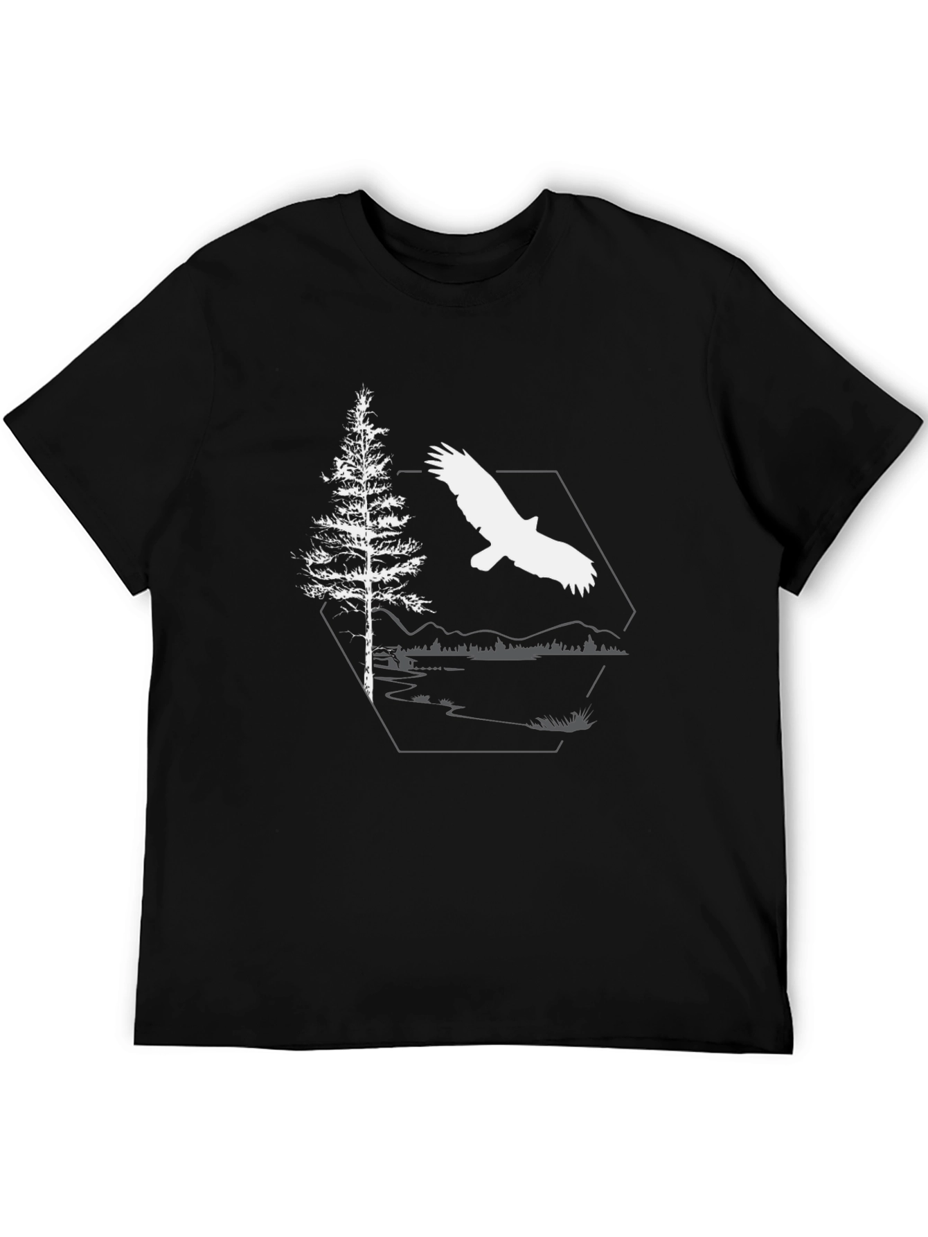 Eagle & Pine Tree Graphic Black T-Shirt