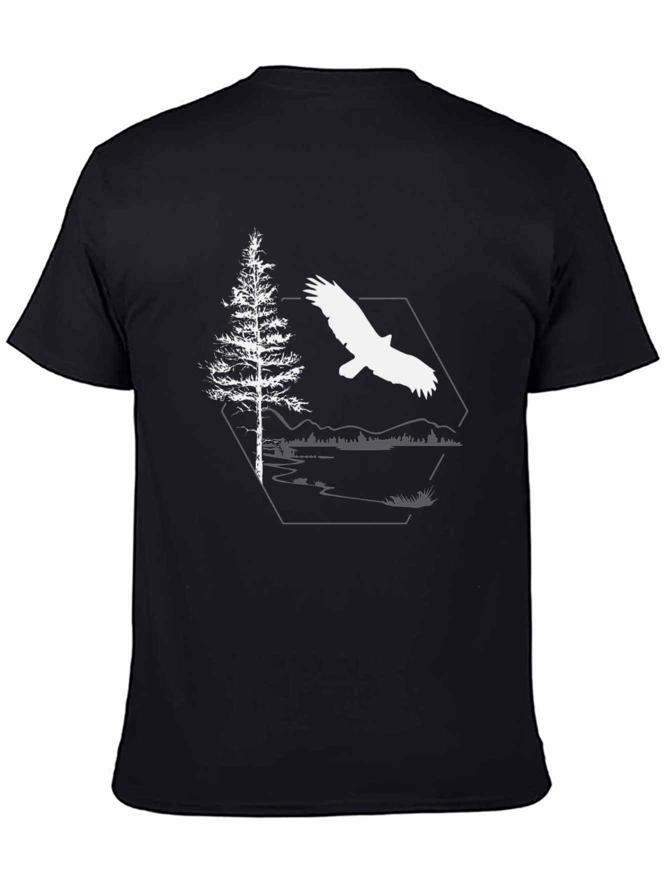 Eagle & Pine Tree Graphic Black T-Shirt