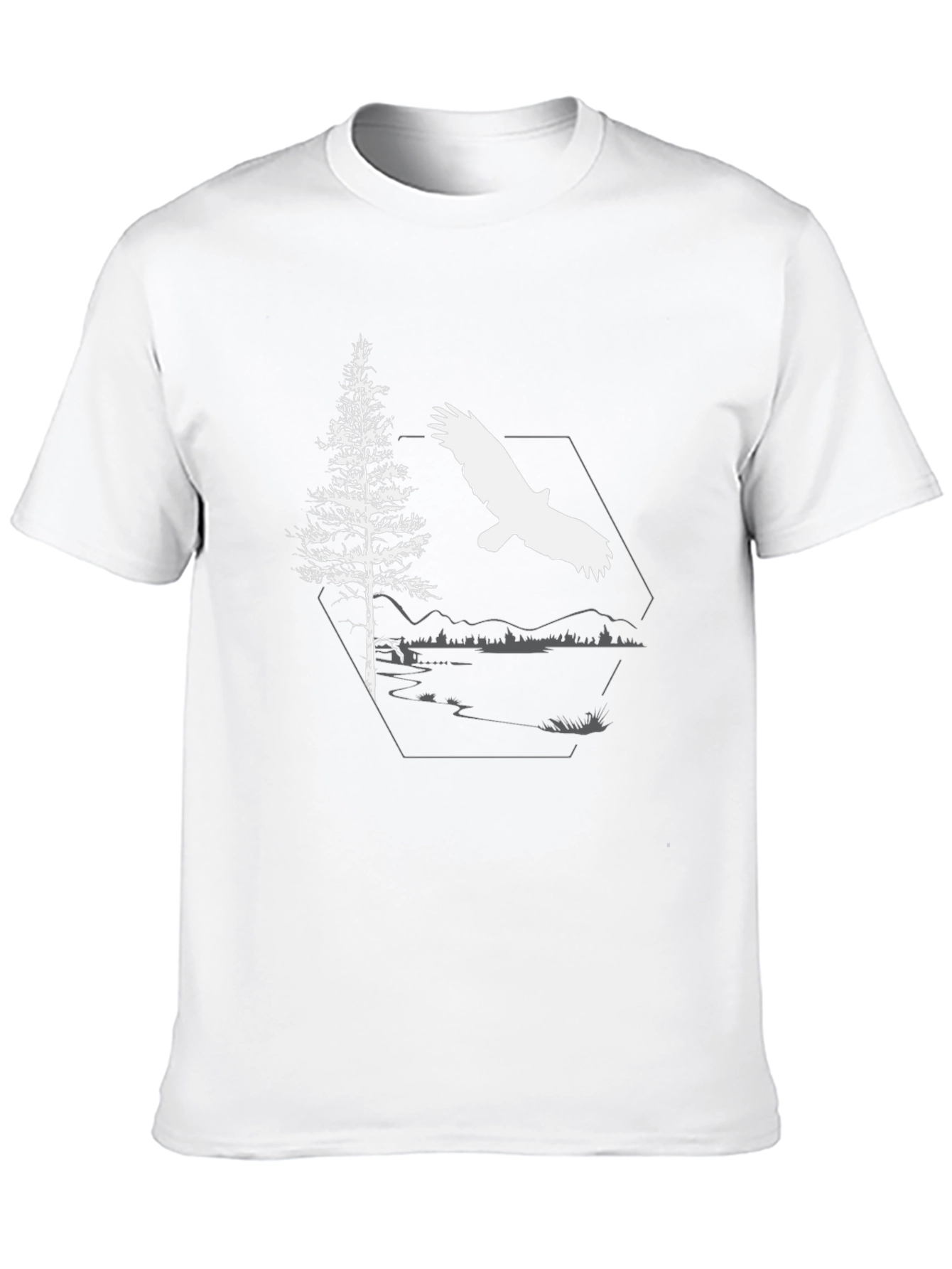 Eagle & Pine Tree Graphic Black T-Shirt