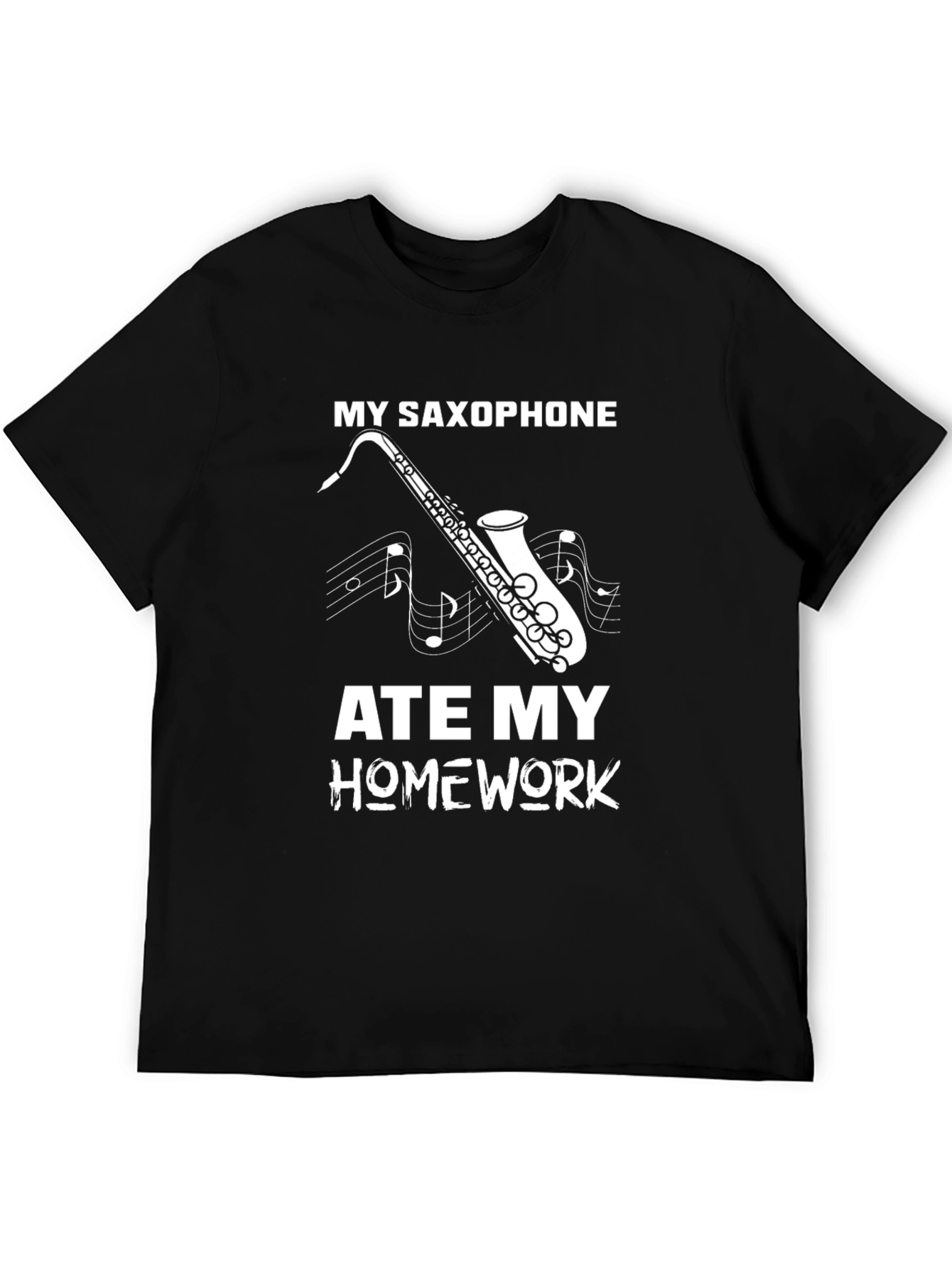 My Saxophone Ate My Homework Black T-Shirt
