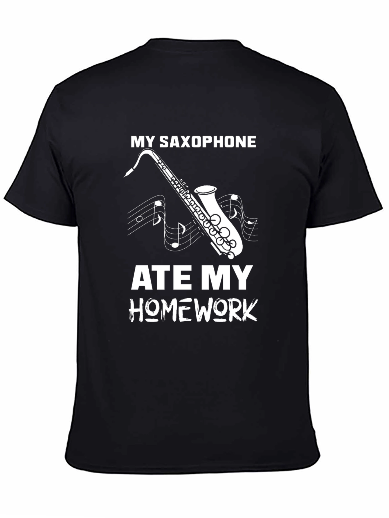 My Saxophone Ate My Homework Black T-Shirt