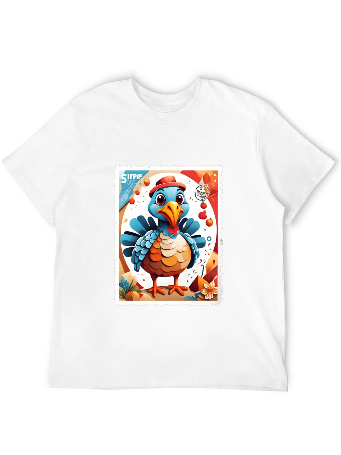 Turkey Stamp Graphic Tee - Black Cotton T-Shirt