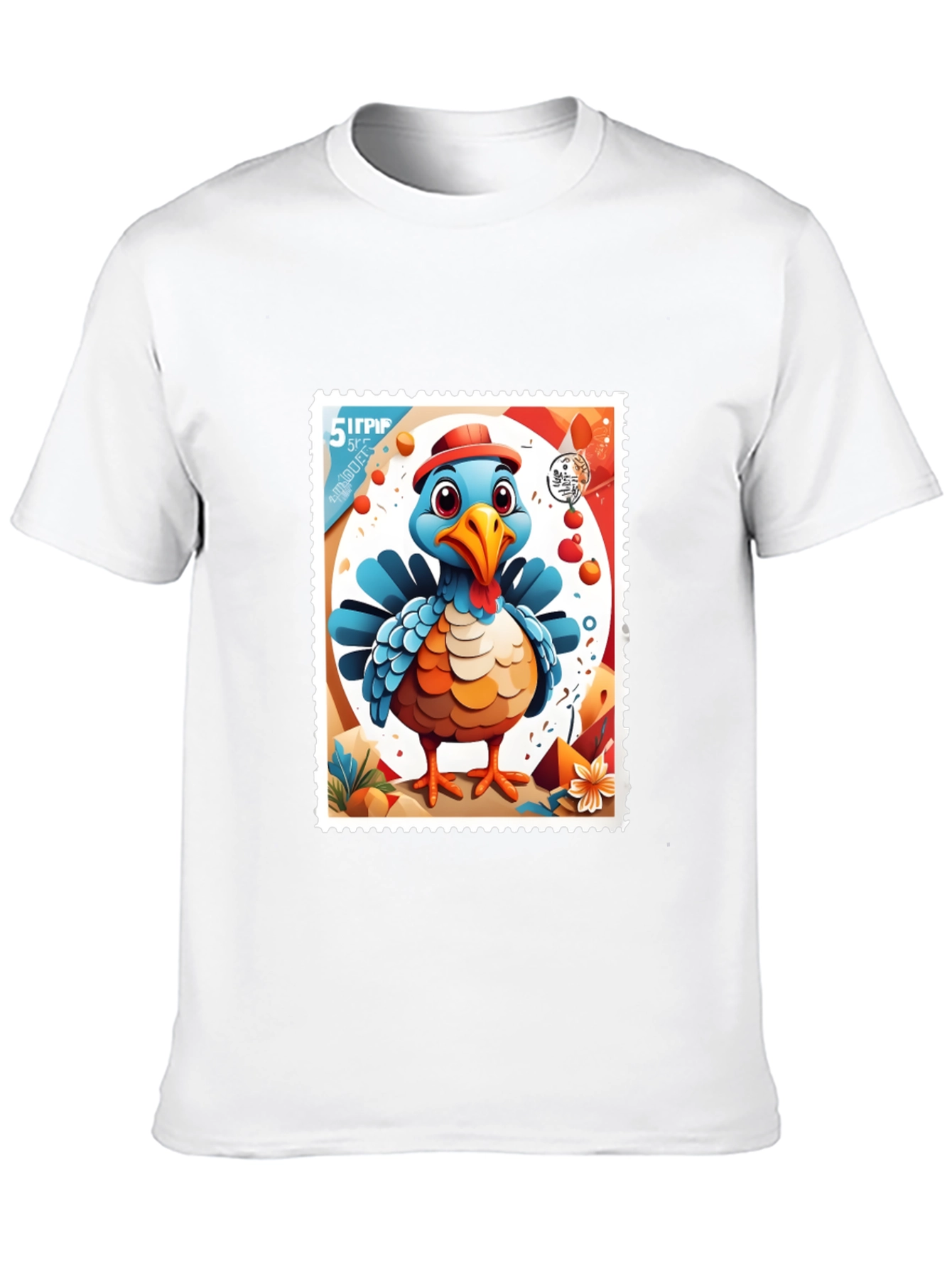 Turkey Stamp Graphic Tee - Black Cotton T-Shirt
