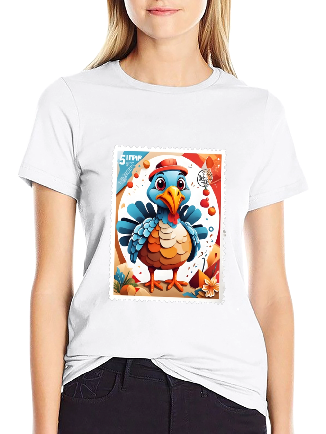Turkey Stamp Graphic Tee - Black Cotton T-Shirt