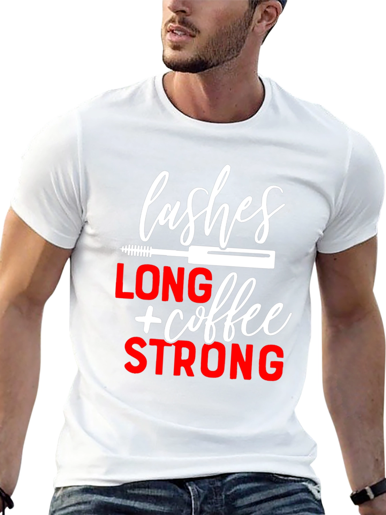 Lashes Long Coffee Strong Black Graphic Tee