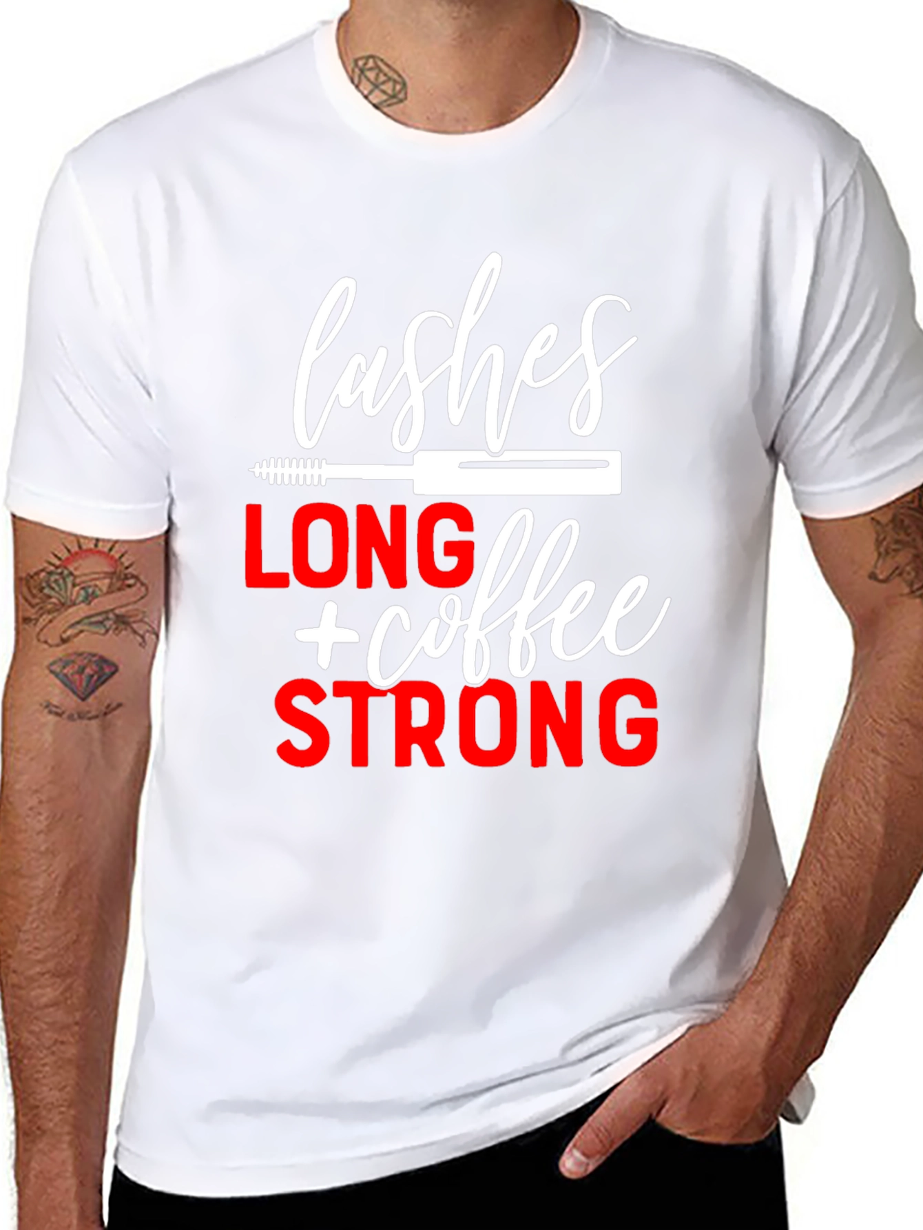 Lashes Long Coffee Strong Black Graphic Tee