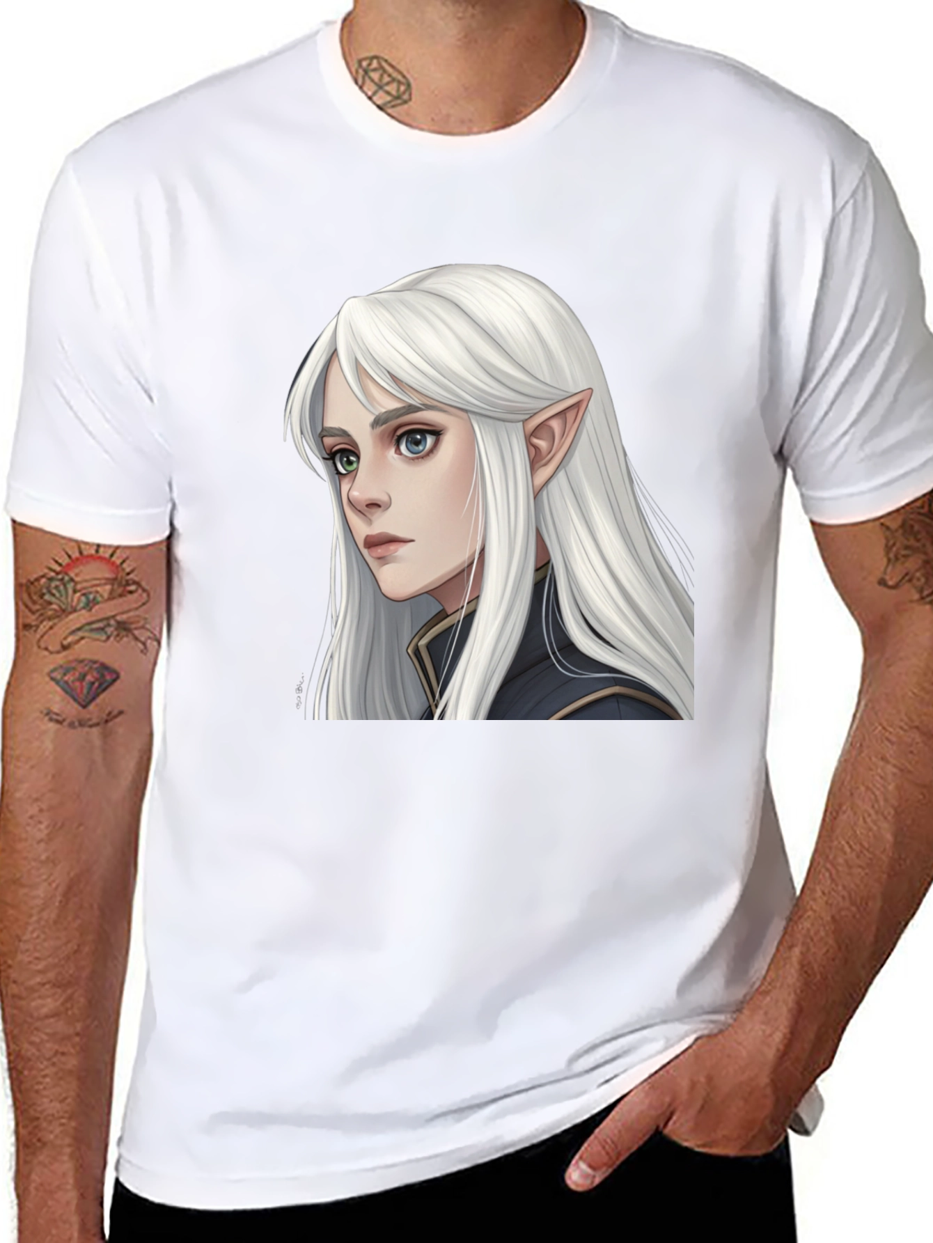 Elf Portrait Black T-Shirt