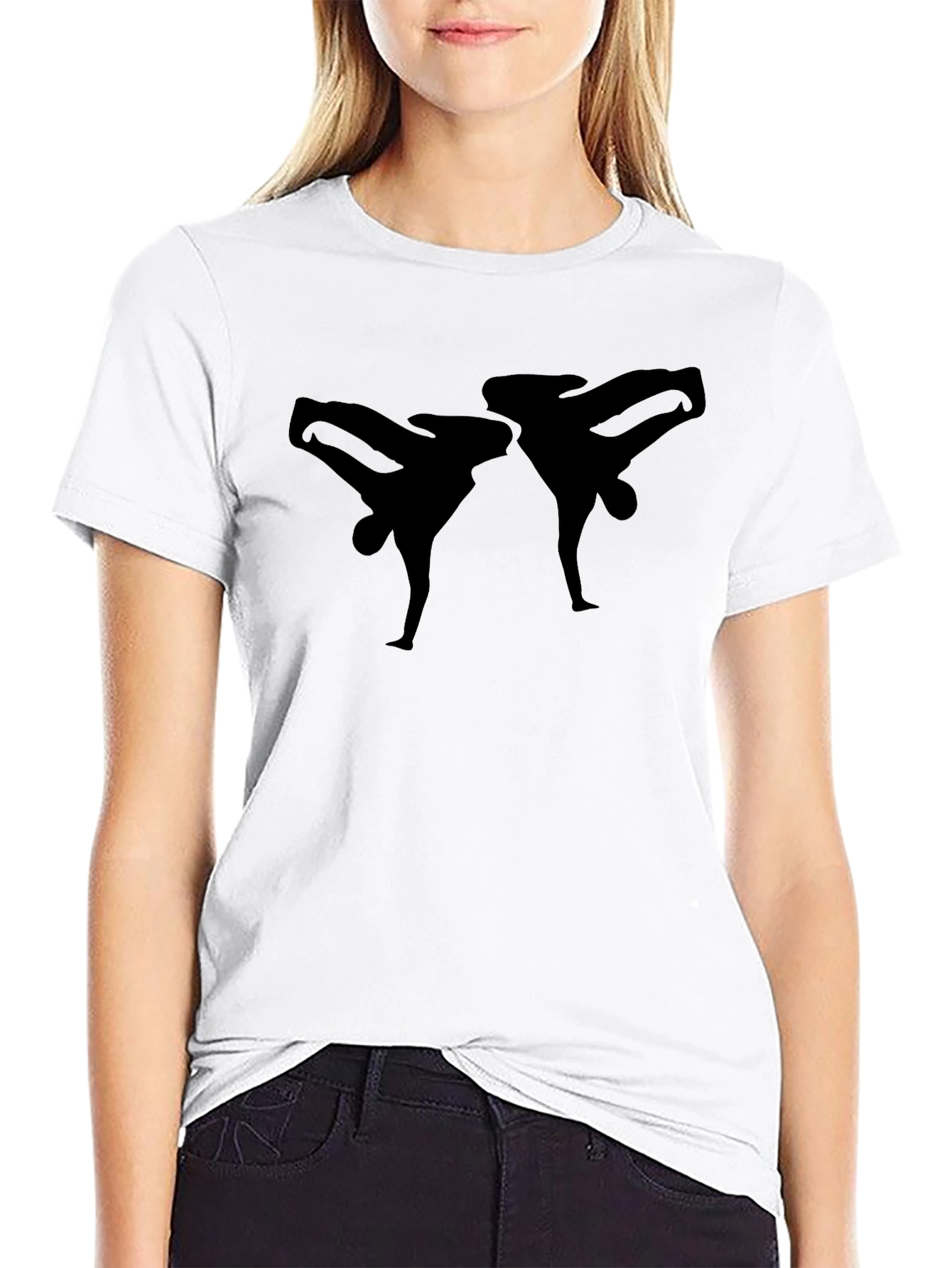 Black Two Silhouette Kicking T-Shirt