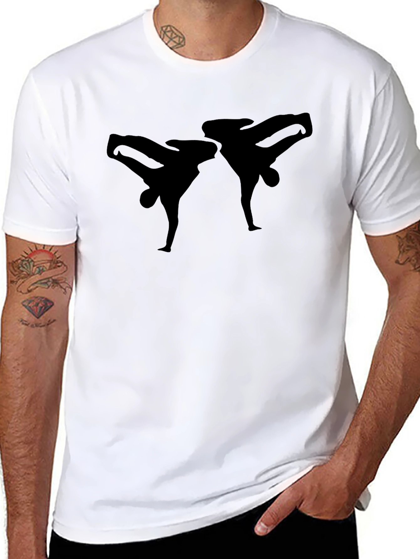 Black Two Silhouette Kicking T-Shirt