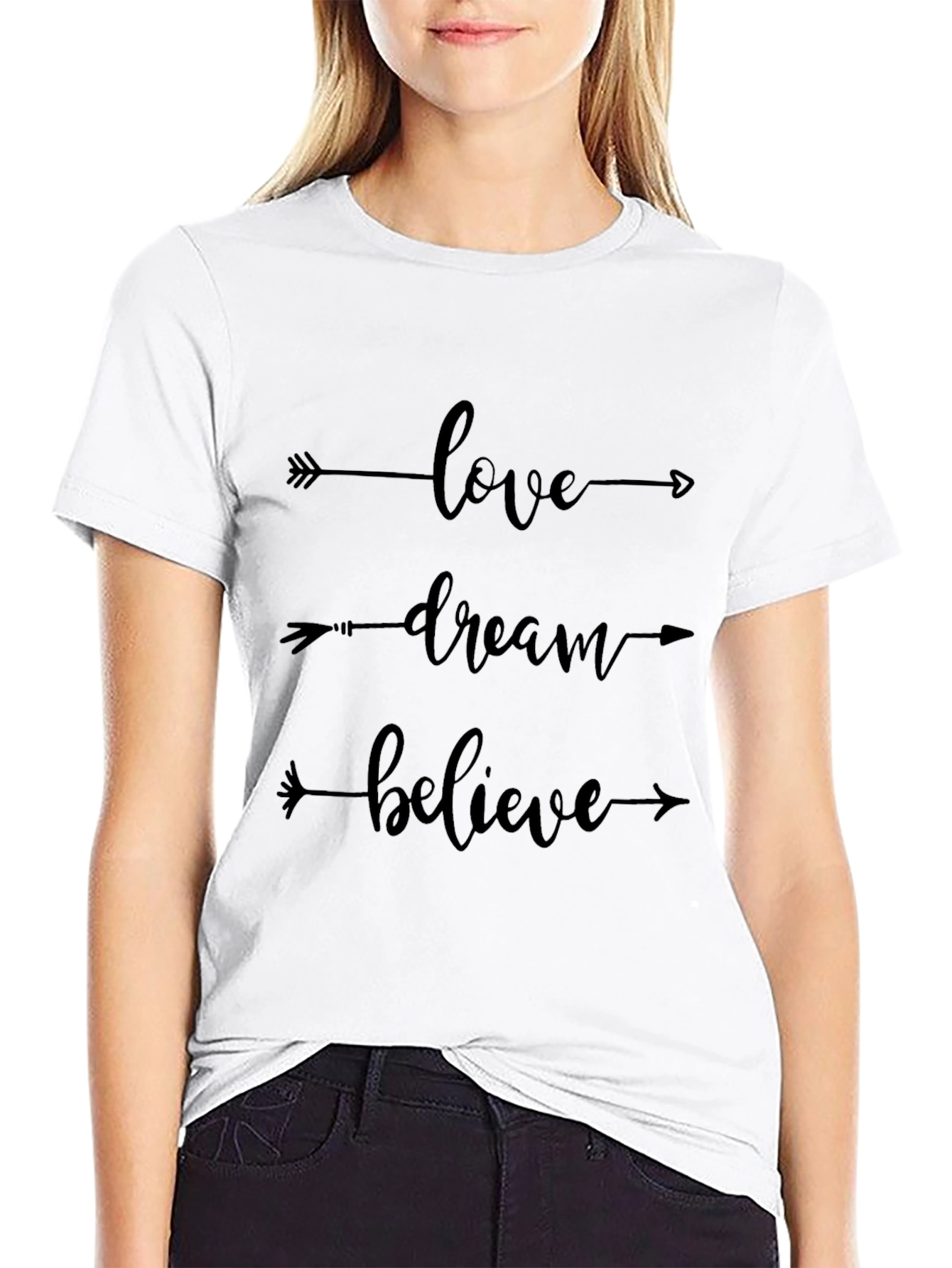 Love Dream Believe Arrow Graphic Tee