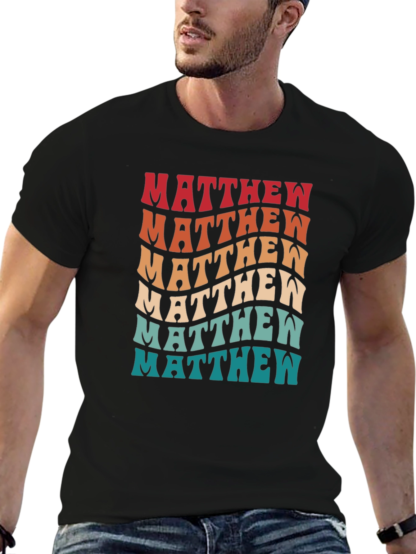 Matthew Retro Wavy Text Graphic Tee