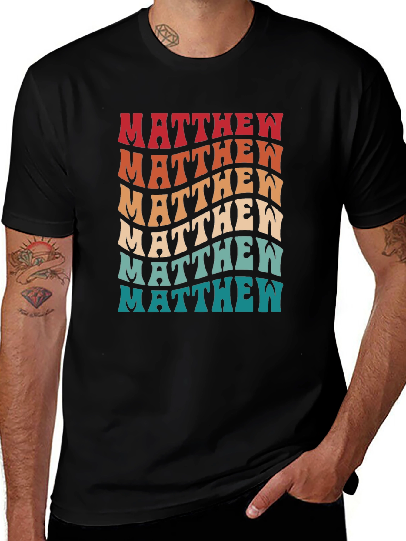 Matthew Retro Wavy Text Graphic Tee