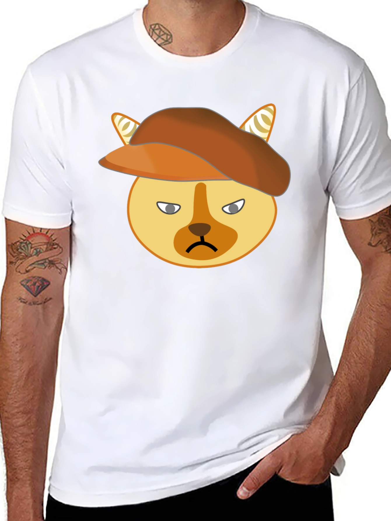Grumpy Cat Beret T-Shirt - Unisex Cotton Tee