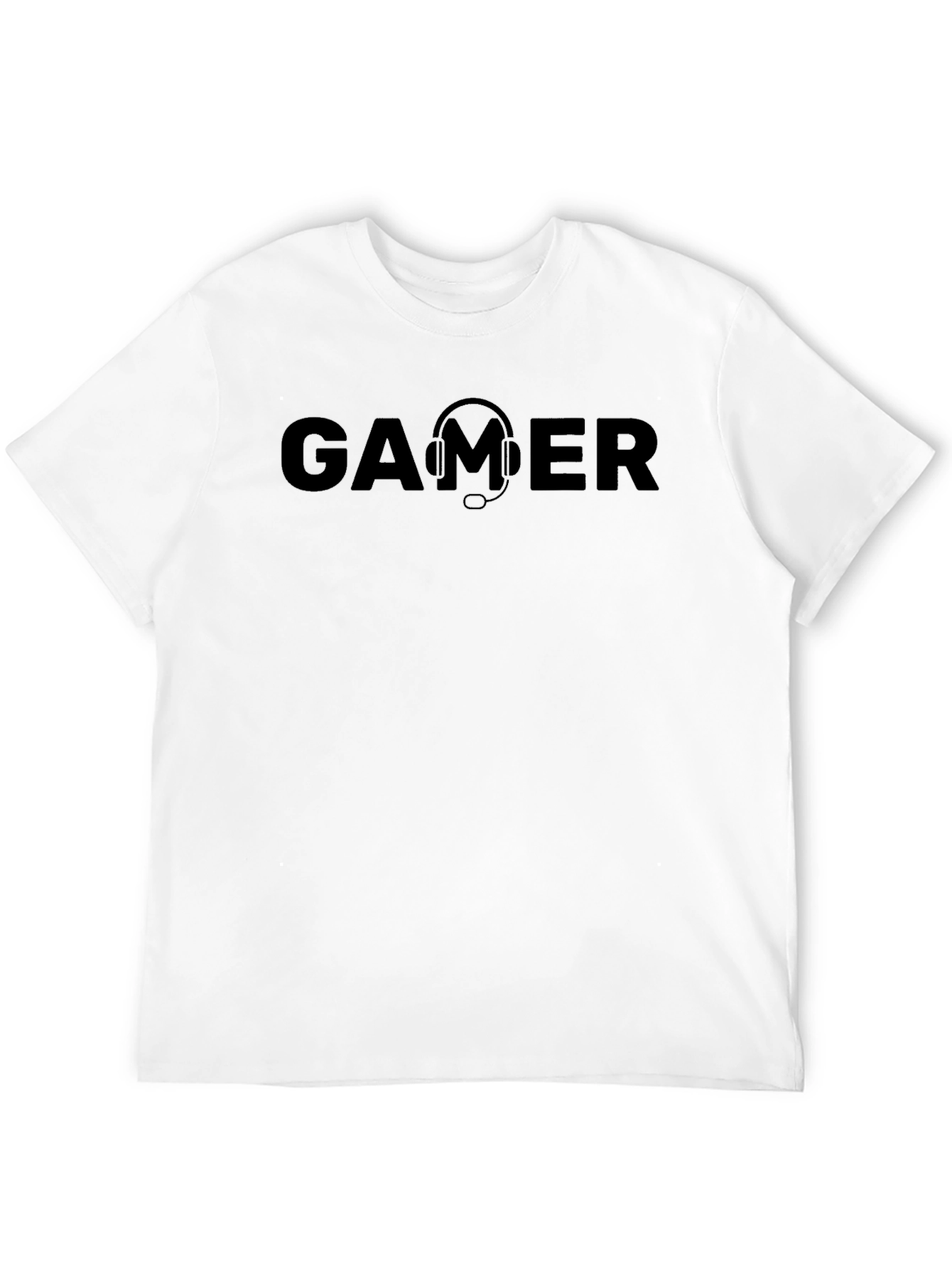 Gamer Headset Graphic Tee - Black Casual T-Shirt