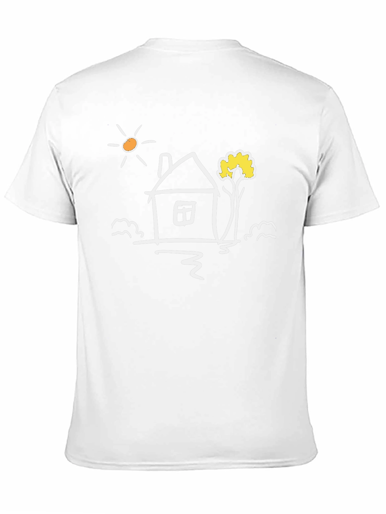 Black Cotton Tee with Whimsical House Graphic