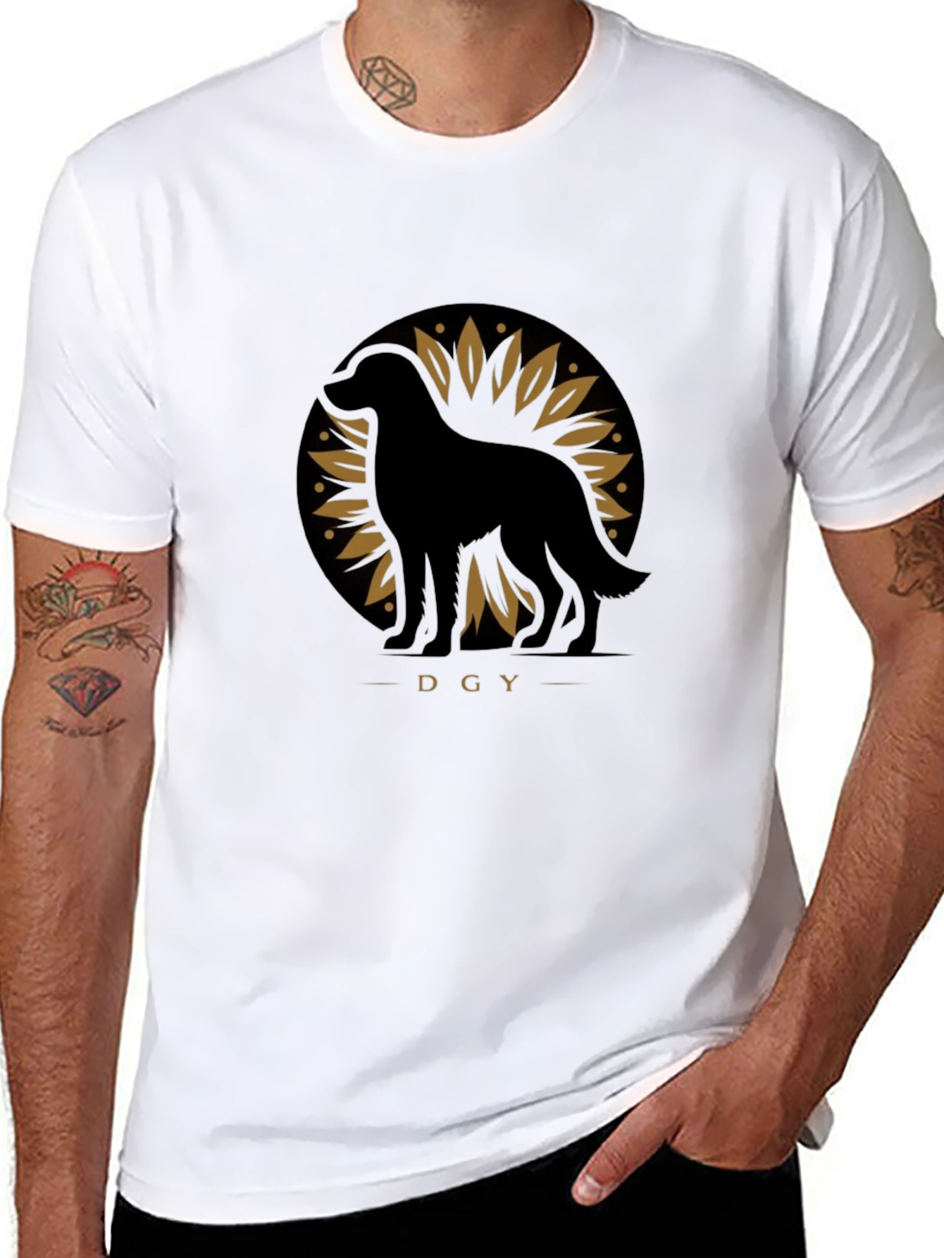 DGY Dog Silhouette Graphic Tee - Black Cotton Blend