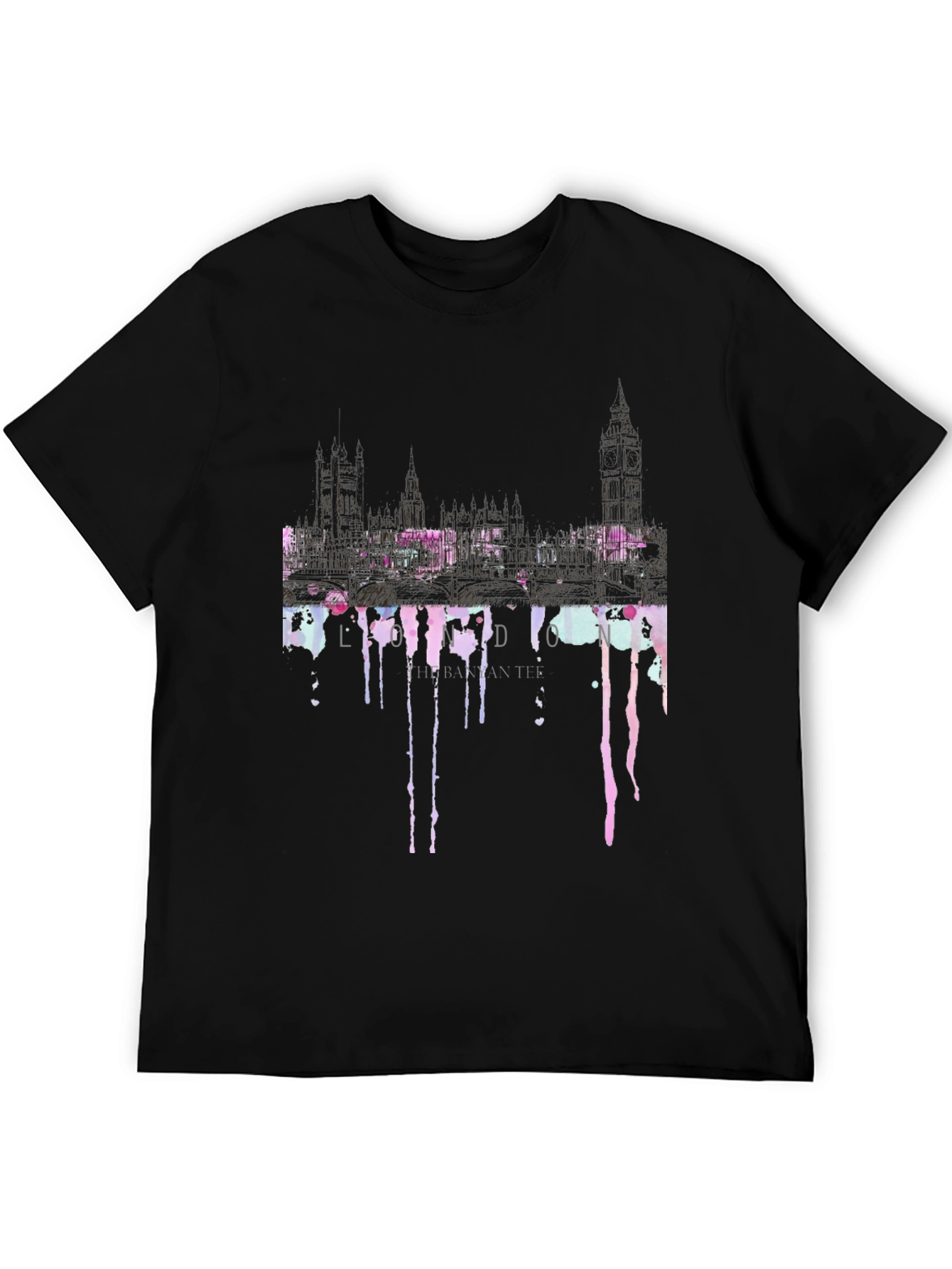 London Skyline Dripping T-Shirt - Black