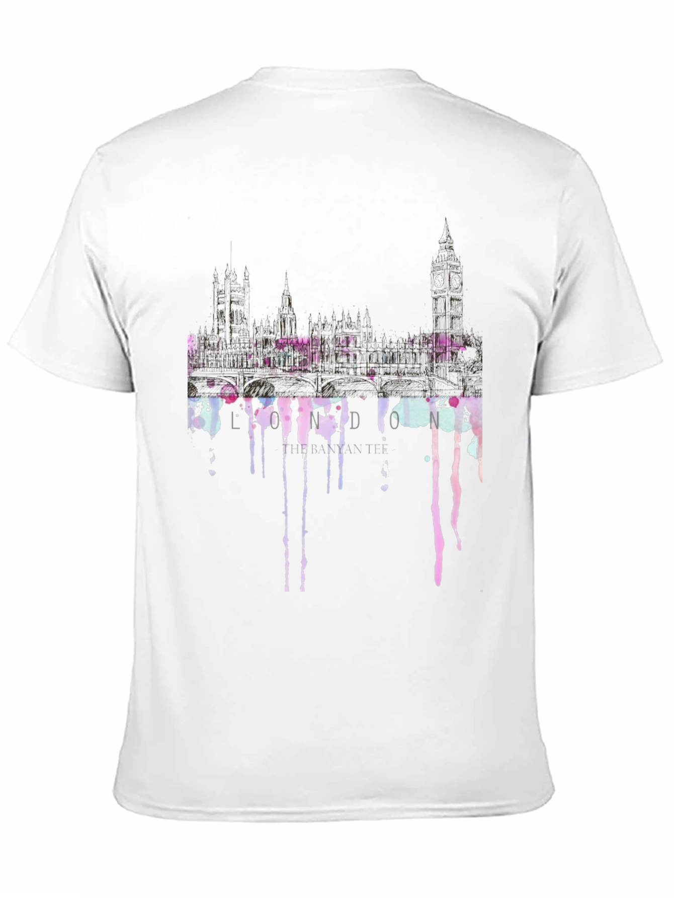 London Skyline Dripping T-Shirt - Black