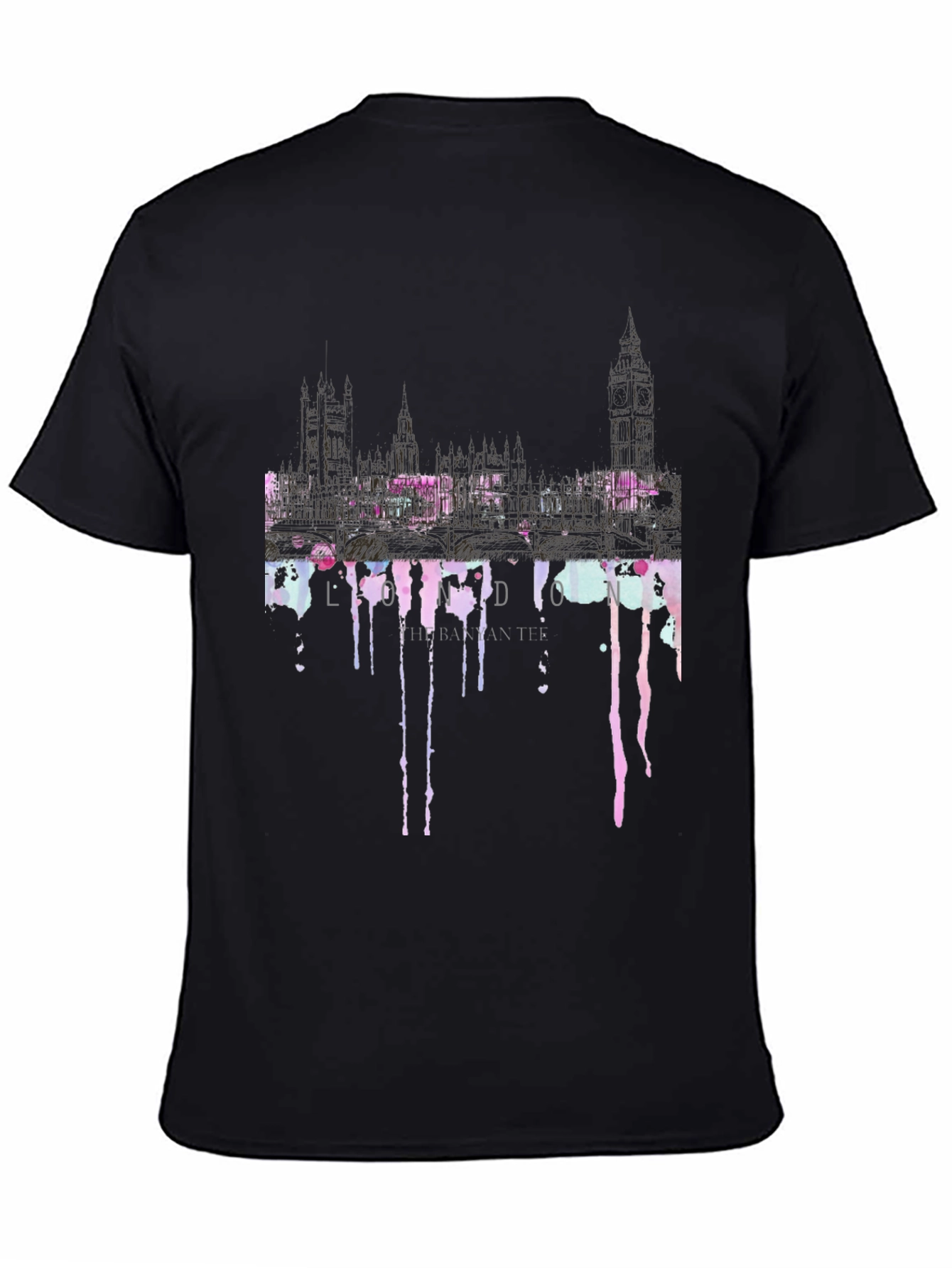 London Skyline Dripping T-Shirt - Black