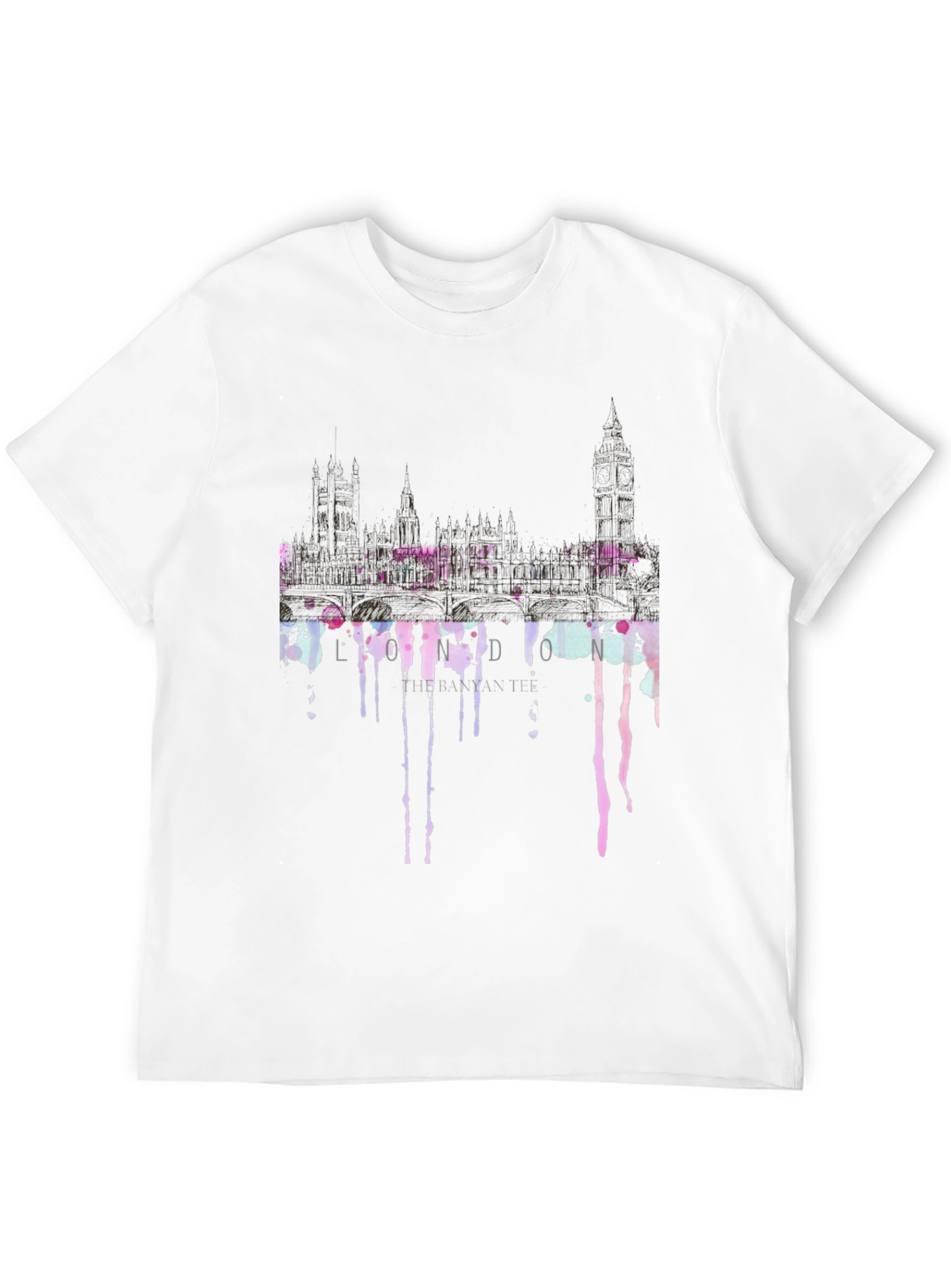 London Skyline Dripping T-Shirt - Black