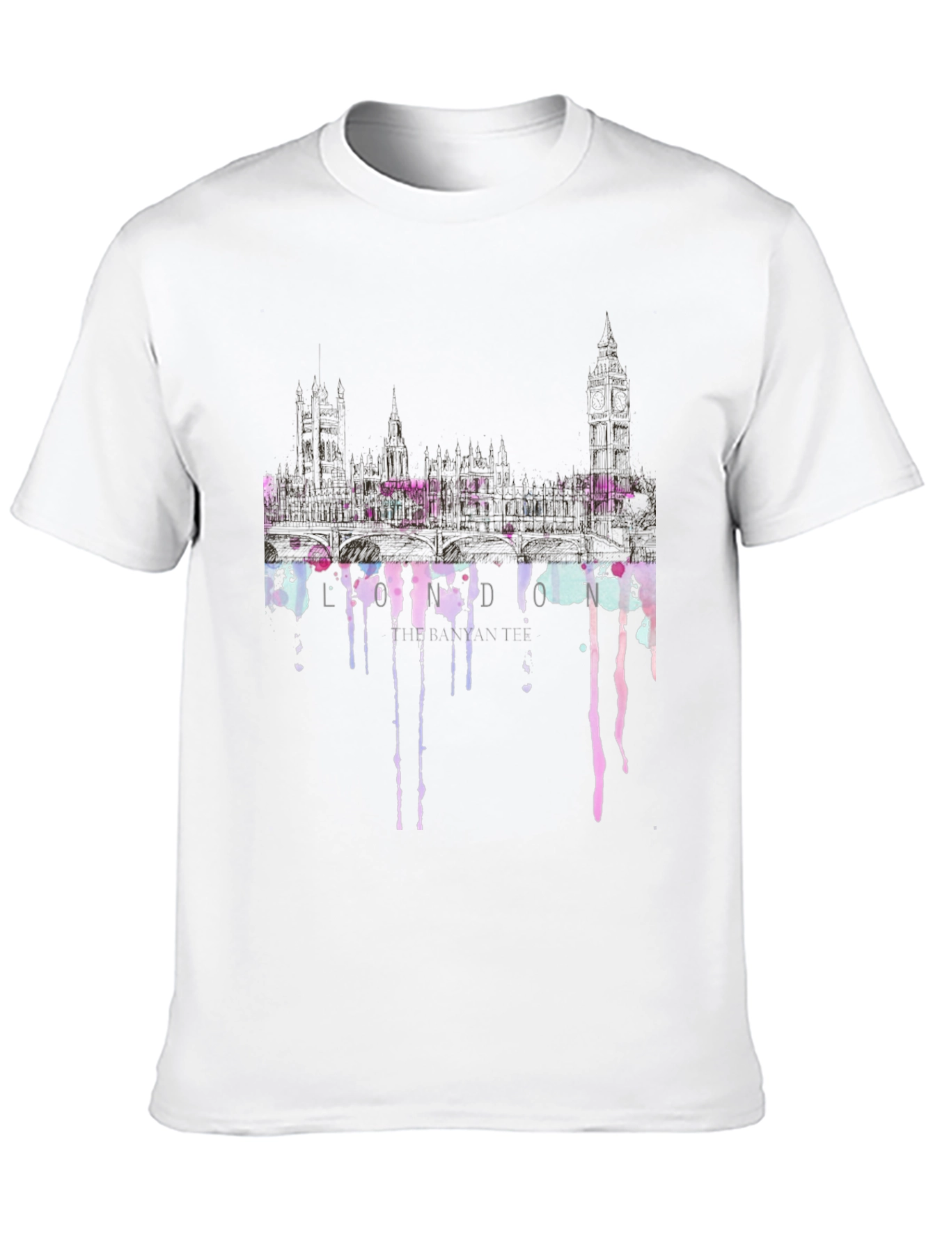 London Skyline Dripping T-Shirt - Black