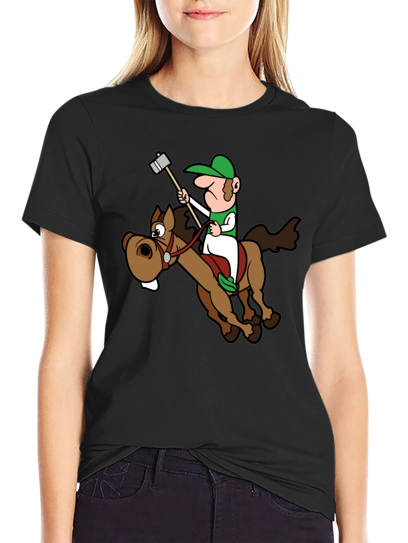 Novelty Cartoon Horse Rider T-Shirt