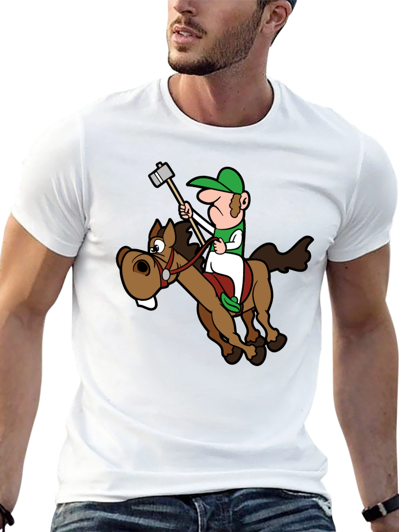 Novelty Cartoon Horse Rider T-Shirt