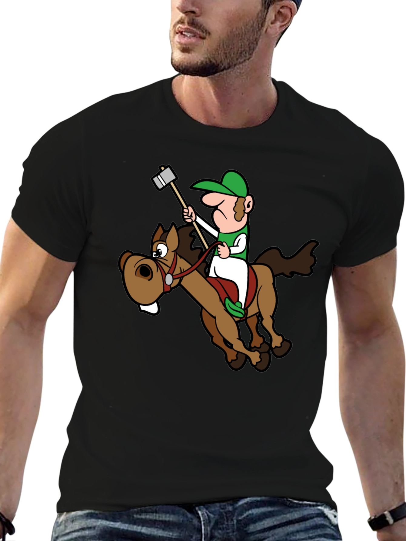 Novelty Cartoon Horse Rider T-Shirt