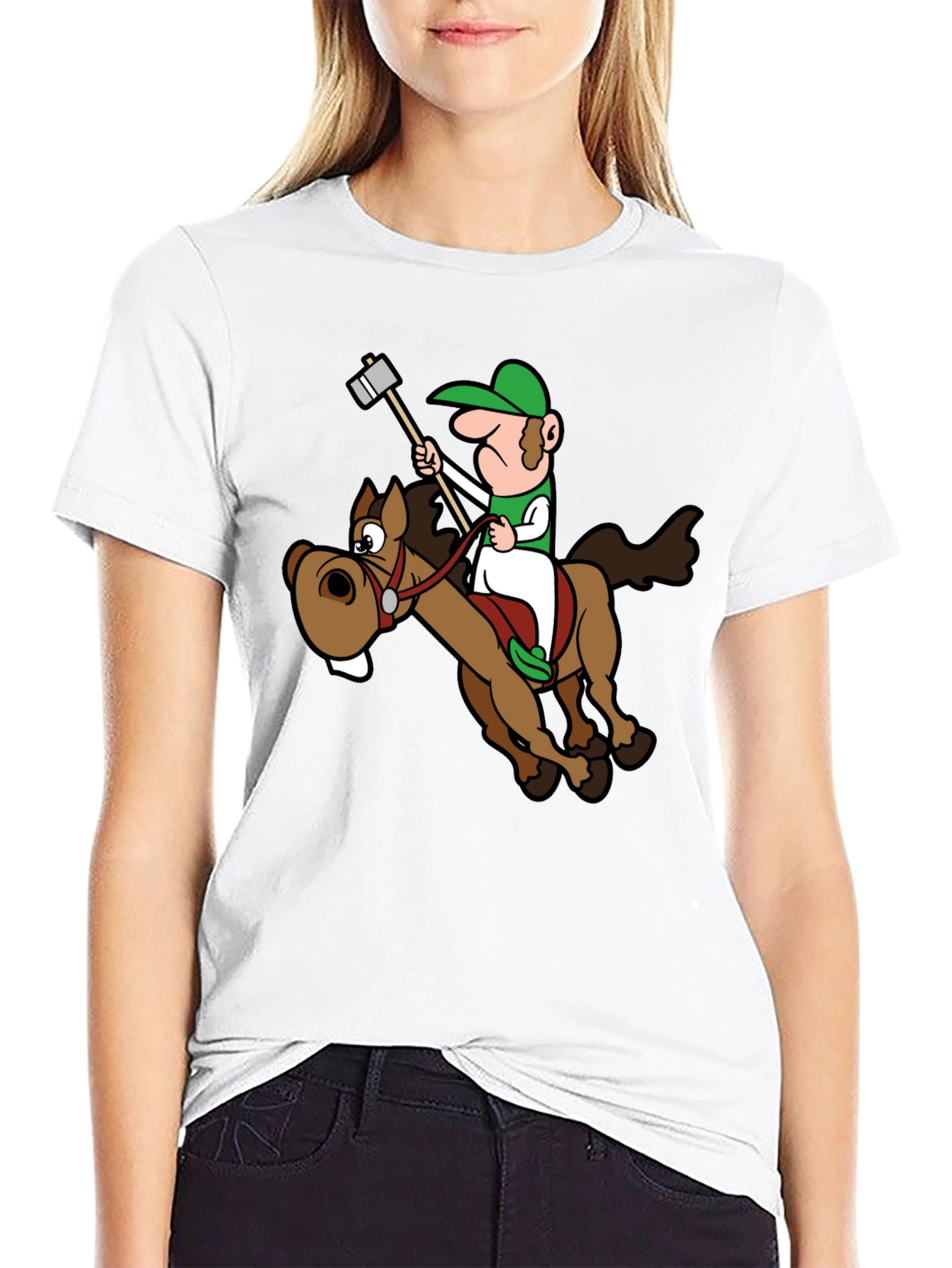 Novelty Cartoon Horse Rider T-Shirt
