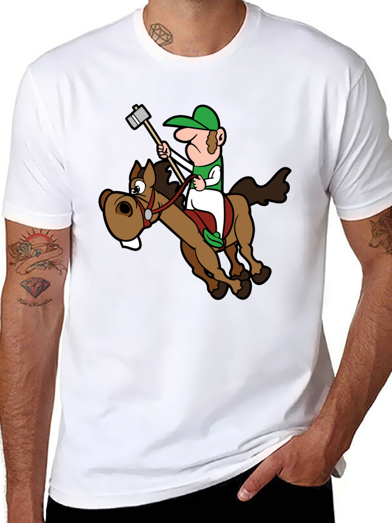 Novelty Cartoon Horse Rider T-Shirt