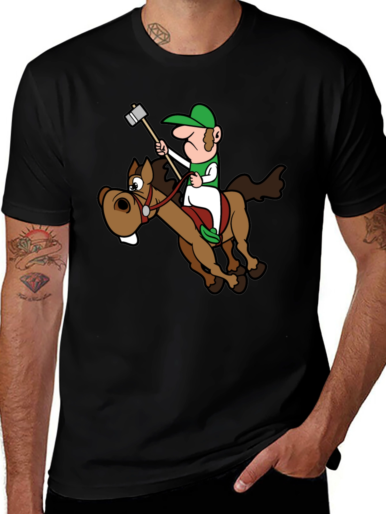 Novelty Cartoon Horse Rider T-Shirt