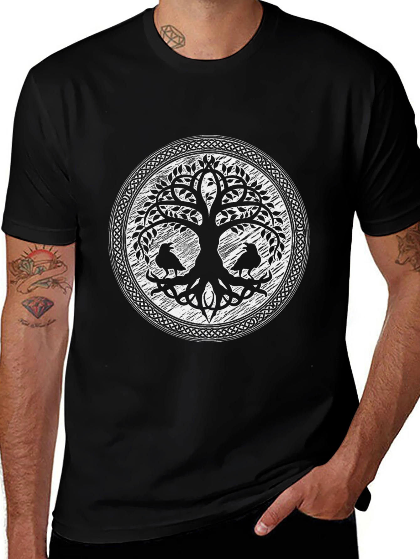 Yggdrasil Tree of Life Raven Graphic T-Shirt