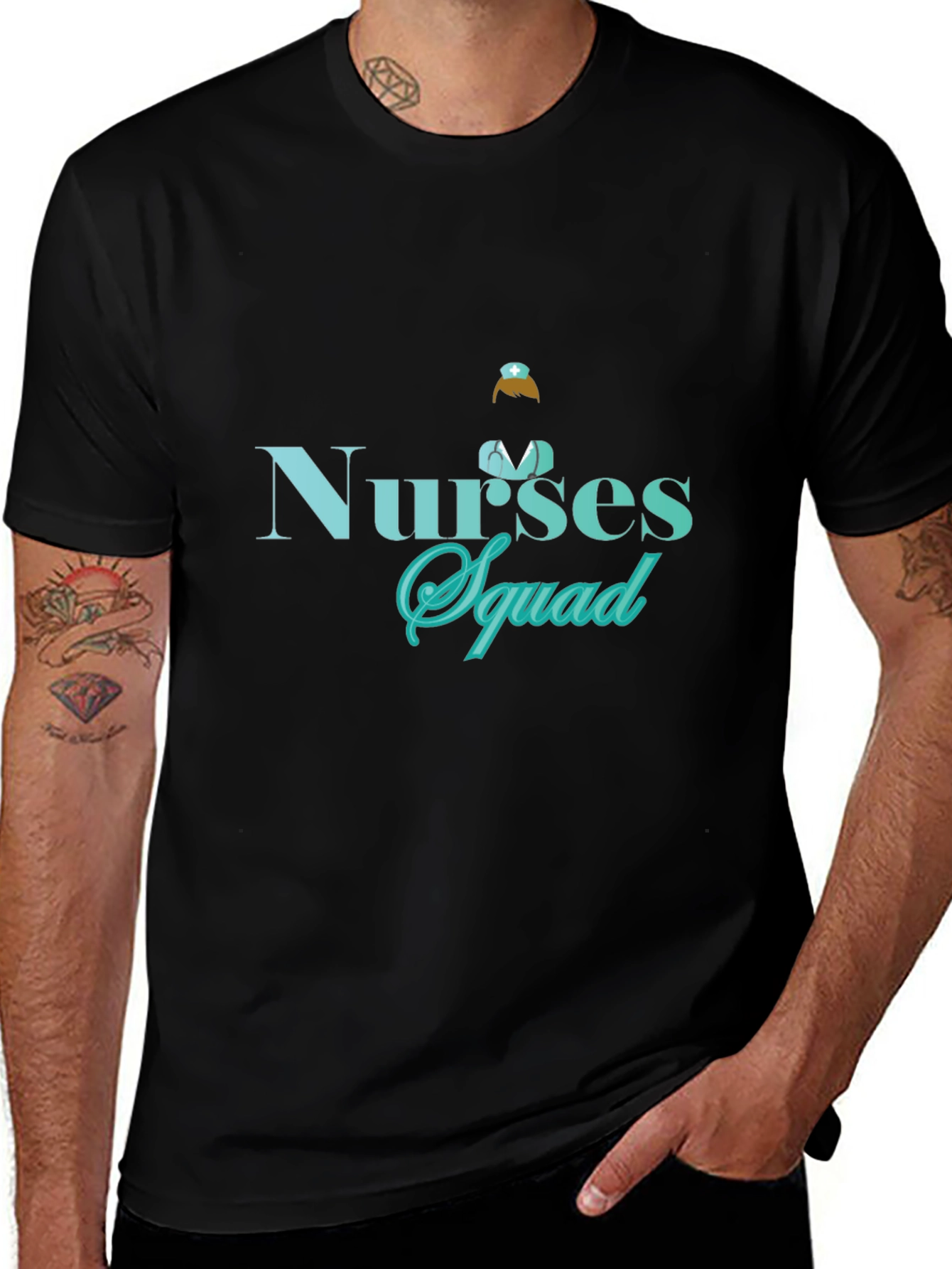 Nurses Squad Black Graphic Tee