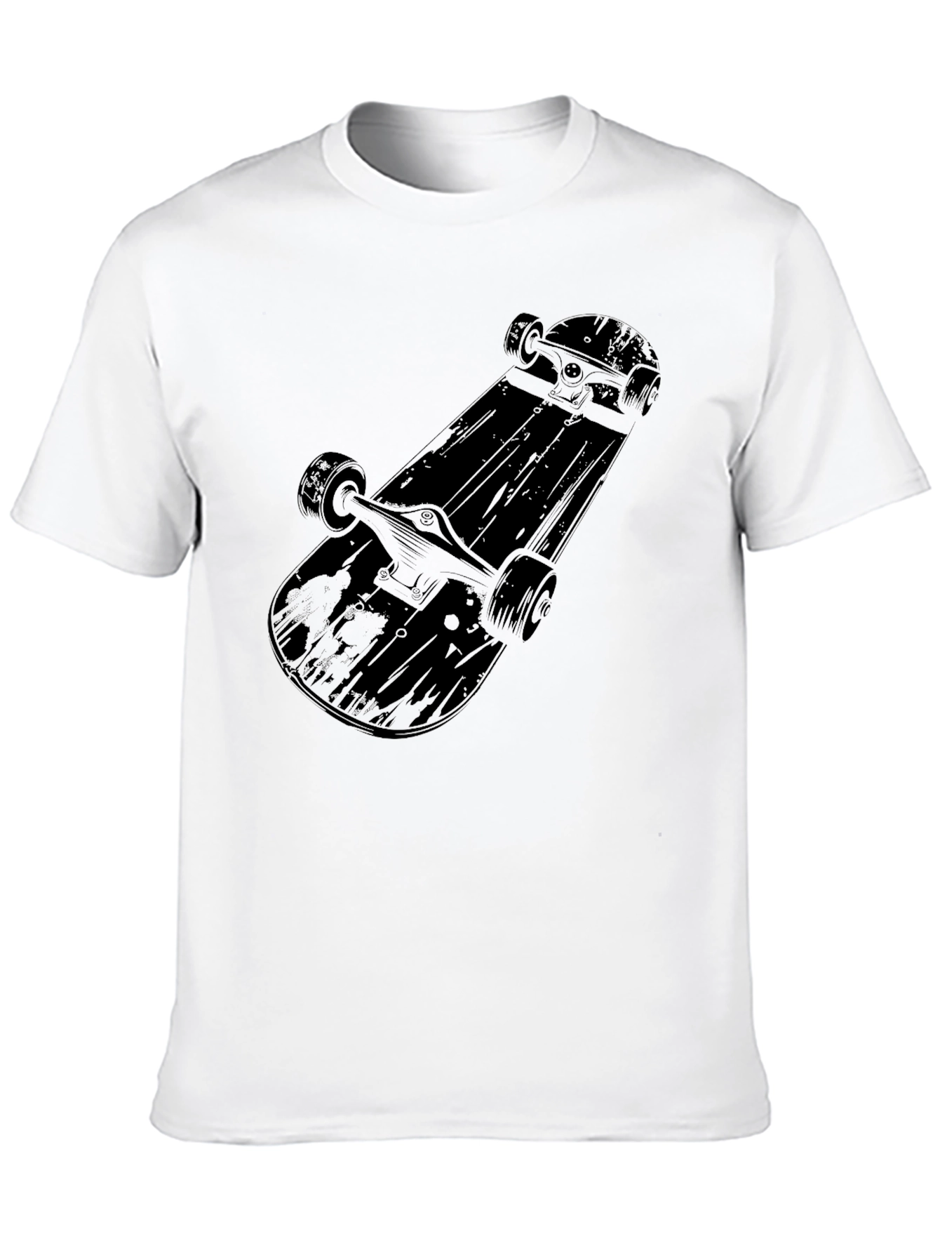 Skateboard Graphic Tee - Mens Black Cotton T-Shirt