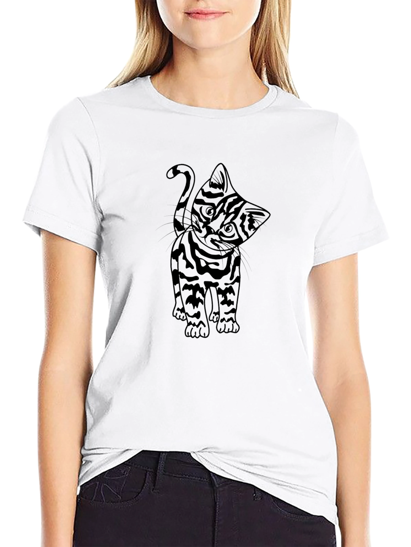 Black Cat Graphic Tee - Mens Crew Neck