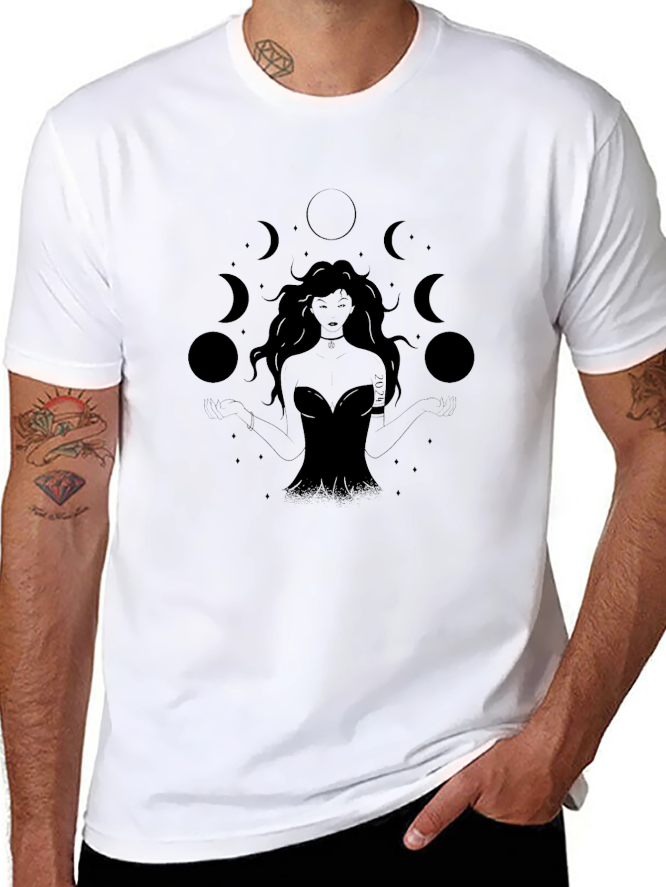 Mystic Moon Goddess Black T-Shirt