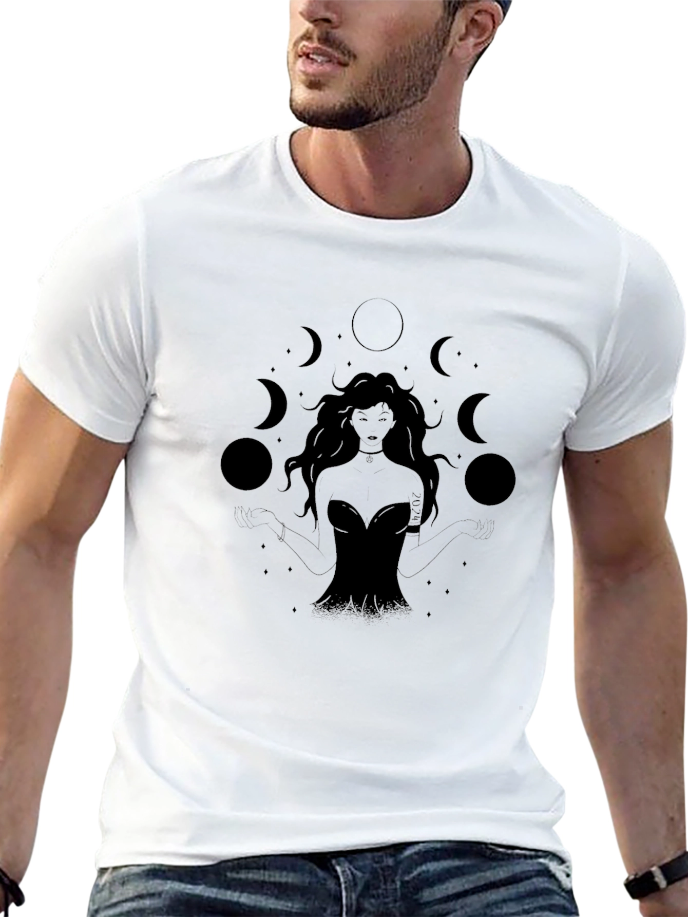 Mystic Moon Goddess Black T-Shirt
