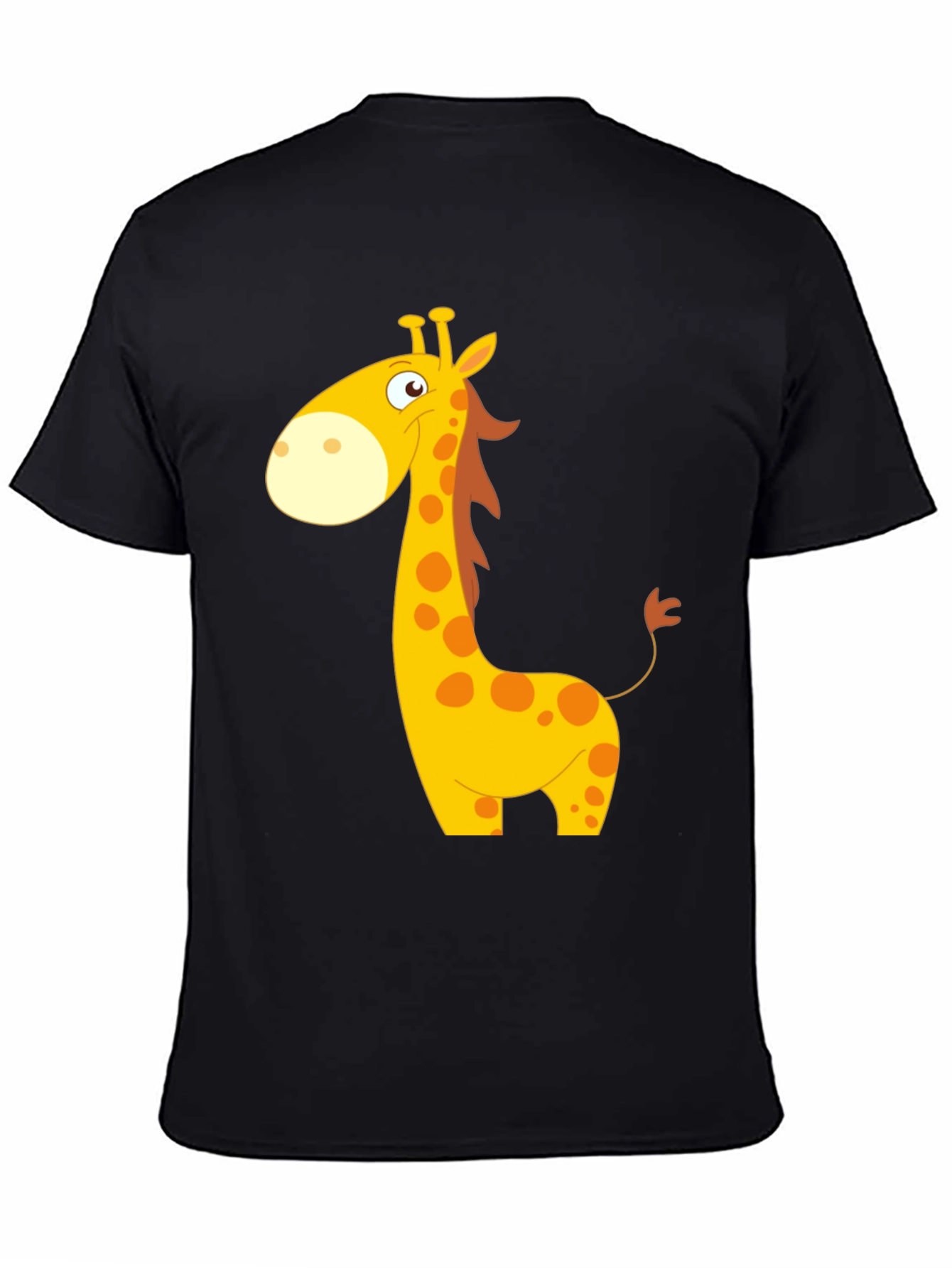 Cartoon Giraffe Black T-Shirt