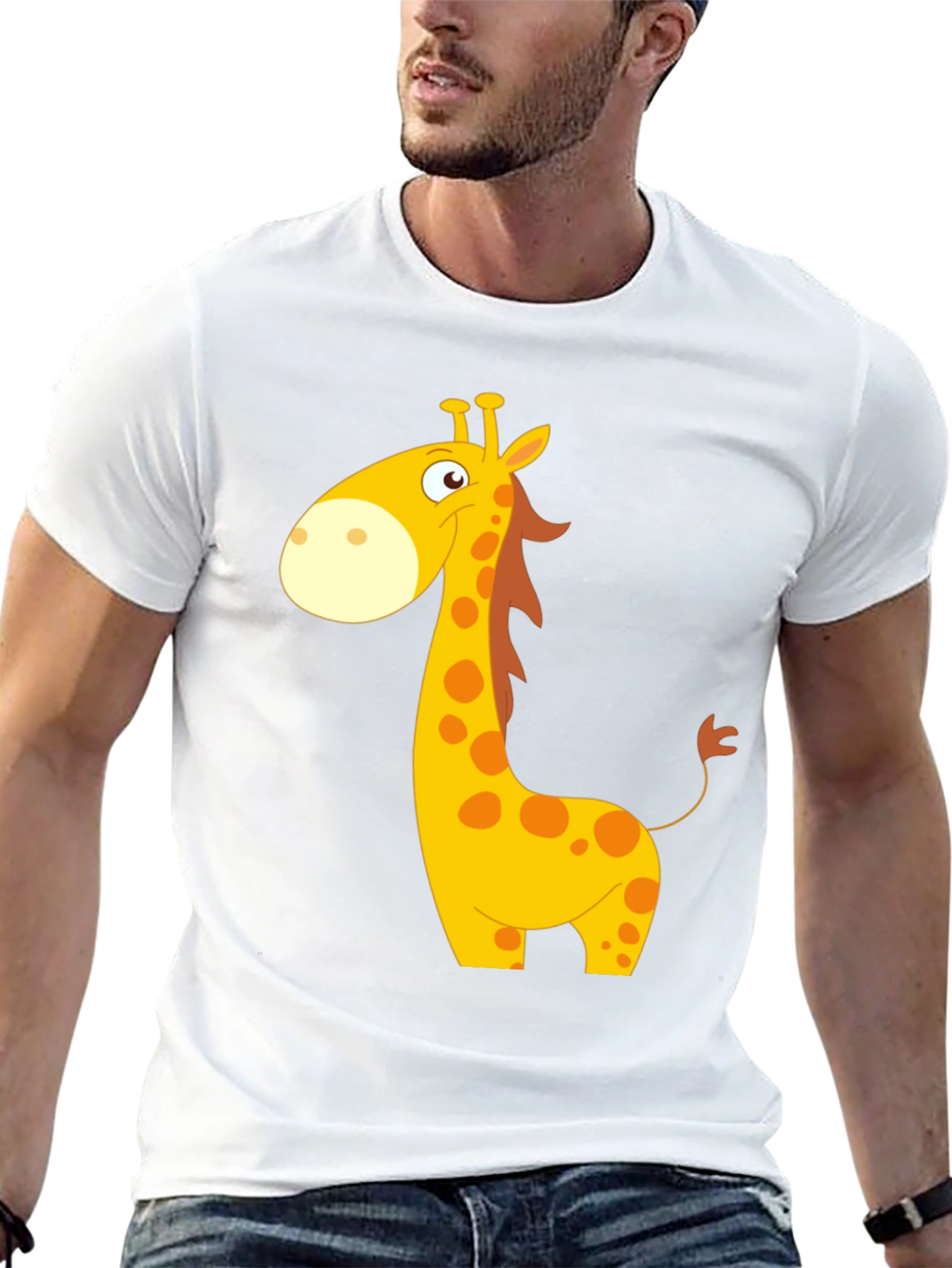 Cartoon Giraffe Black T-Shirt