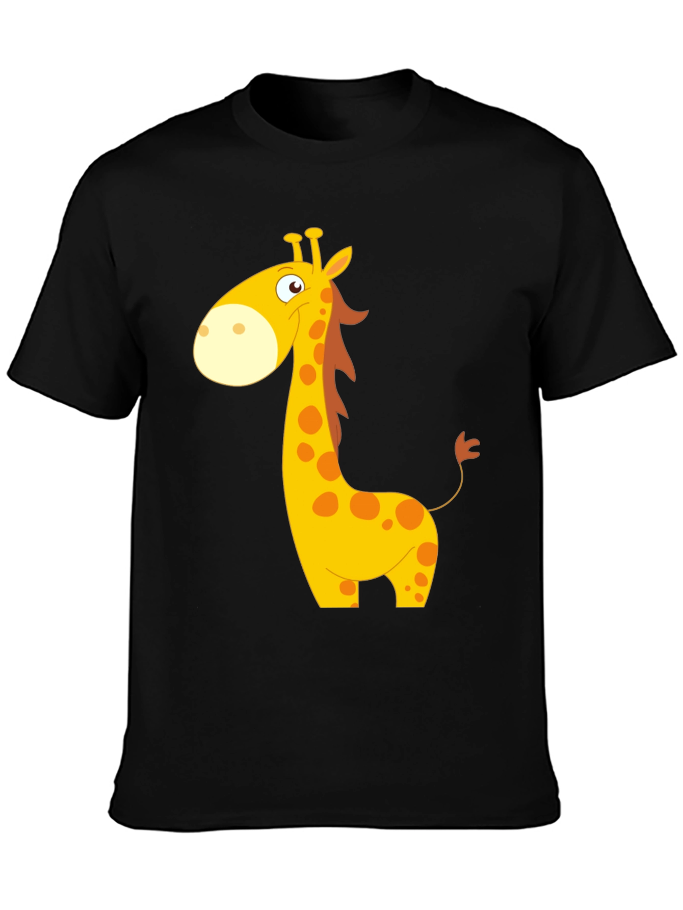 Cartoon Giraffe Black T-Shirt