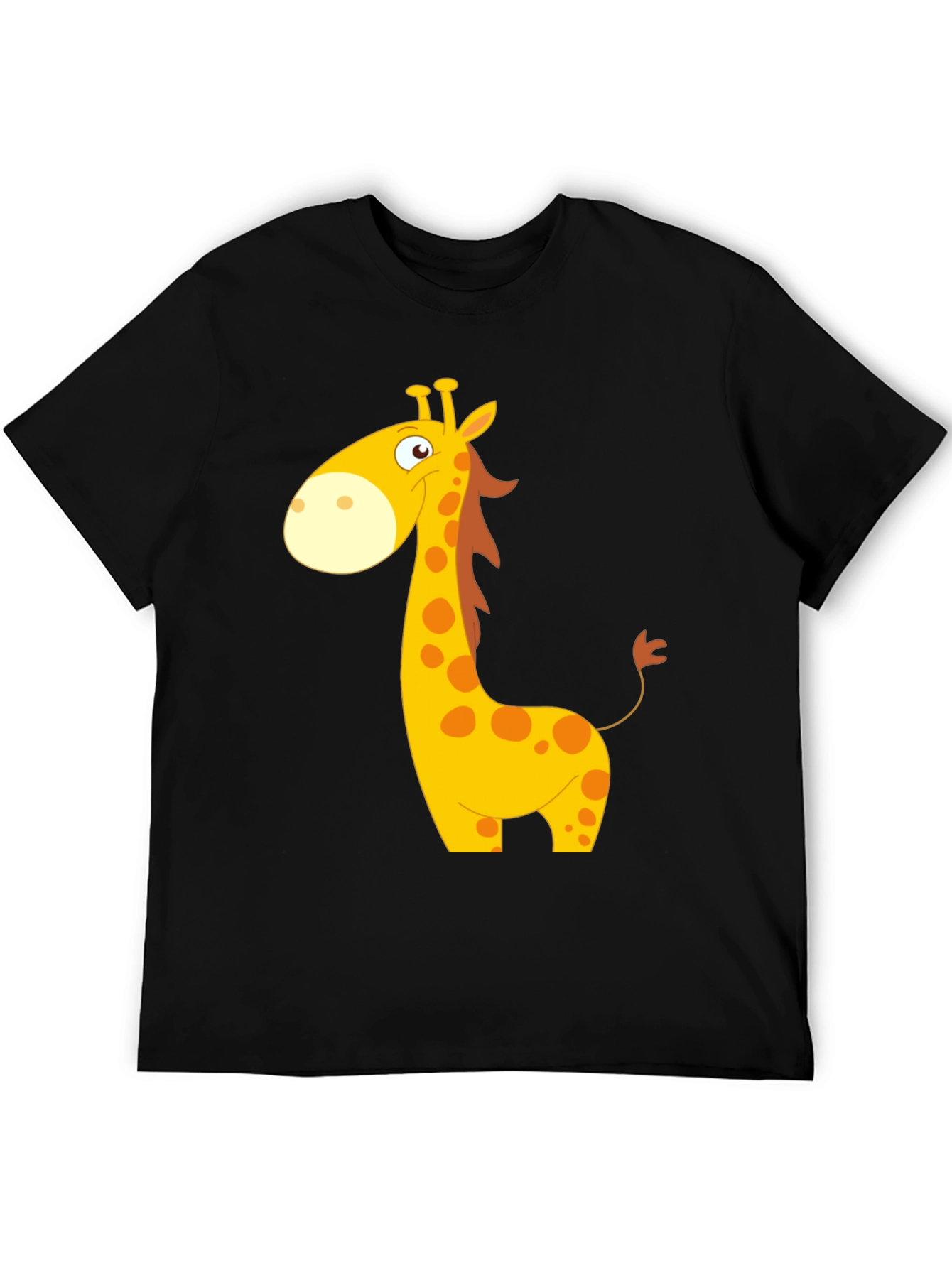 Cartoon Giraffe Black T-Shirt