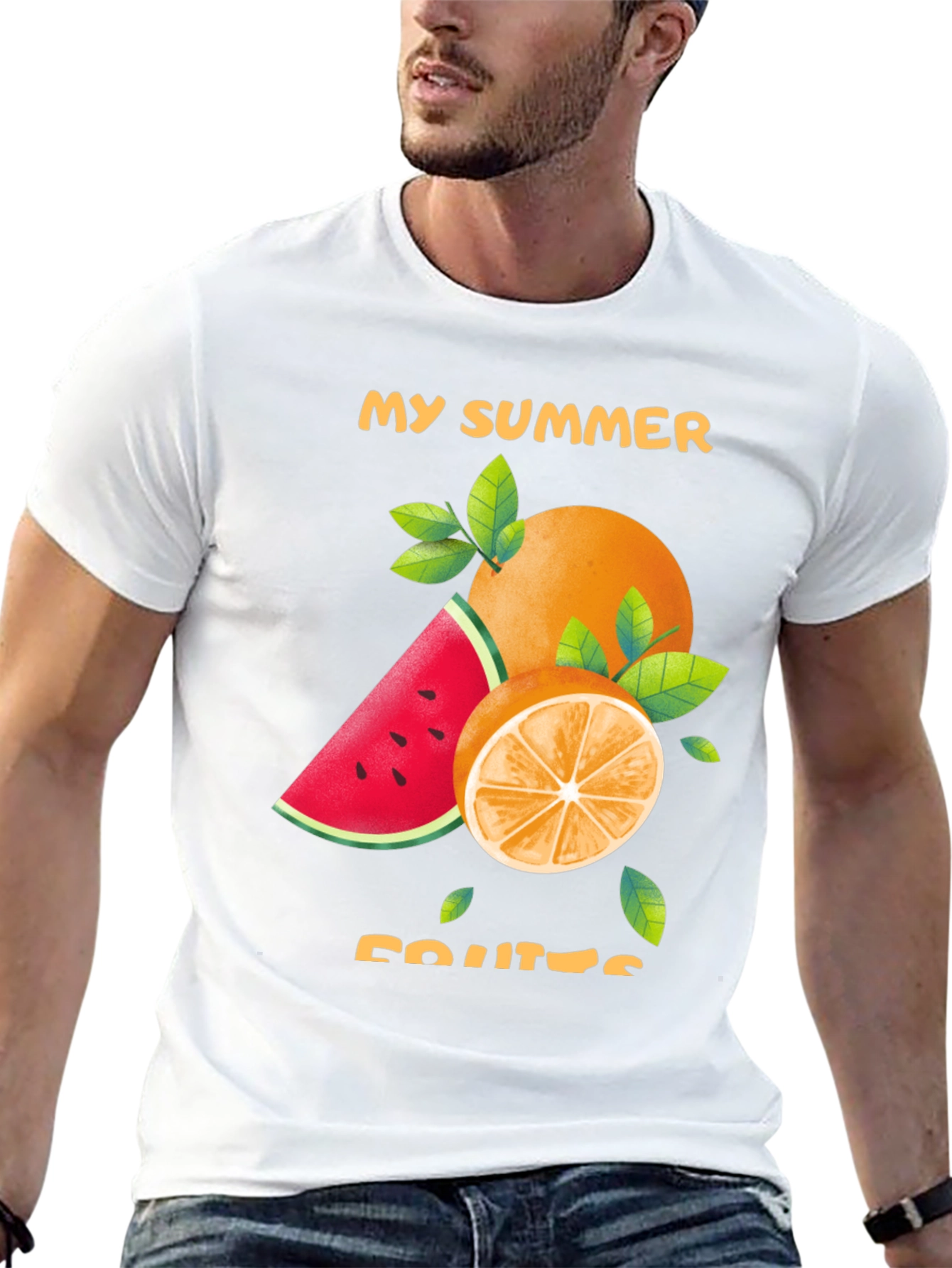 Summer Fruits Graphic Tee - Stylish Black T-Shirt