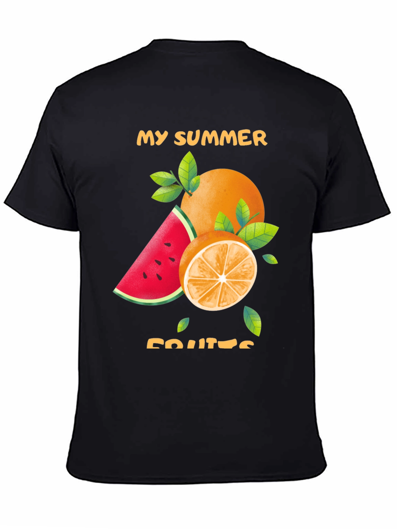Summer Fruits Graphic Tee - Stylish Black T-Shirt