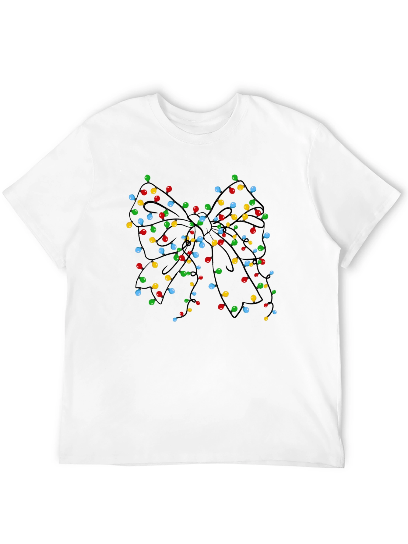 Christmas Lights Bow Black T-Shirt